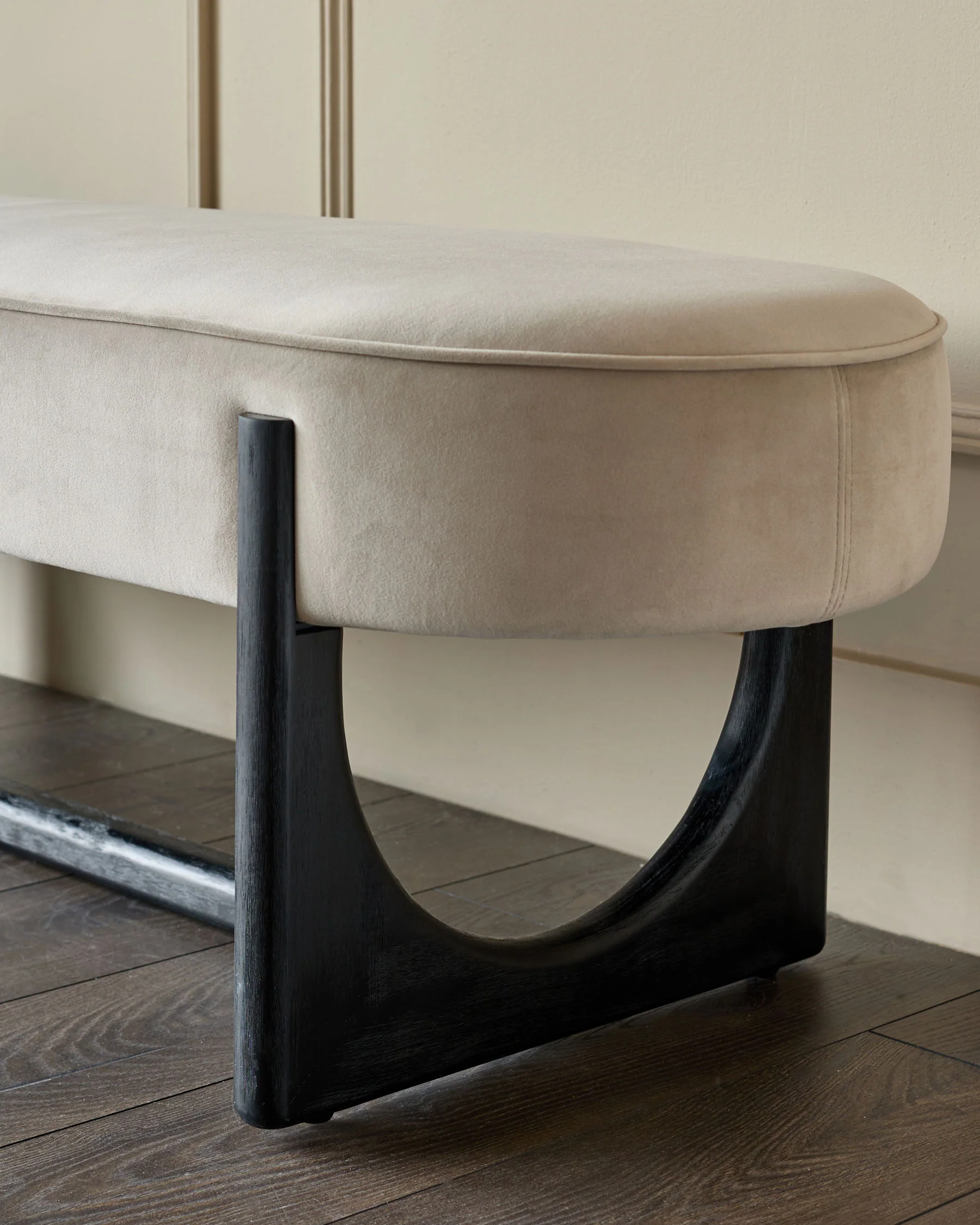 Orlan champagne velvet 3 seater bench without backrest - Image 5