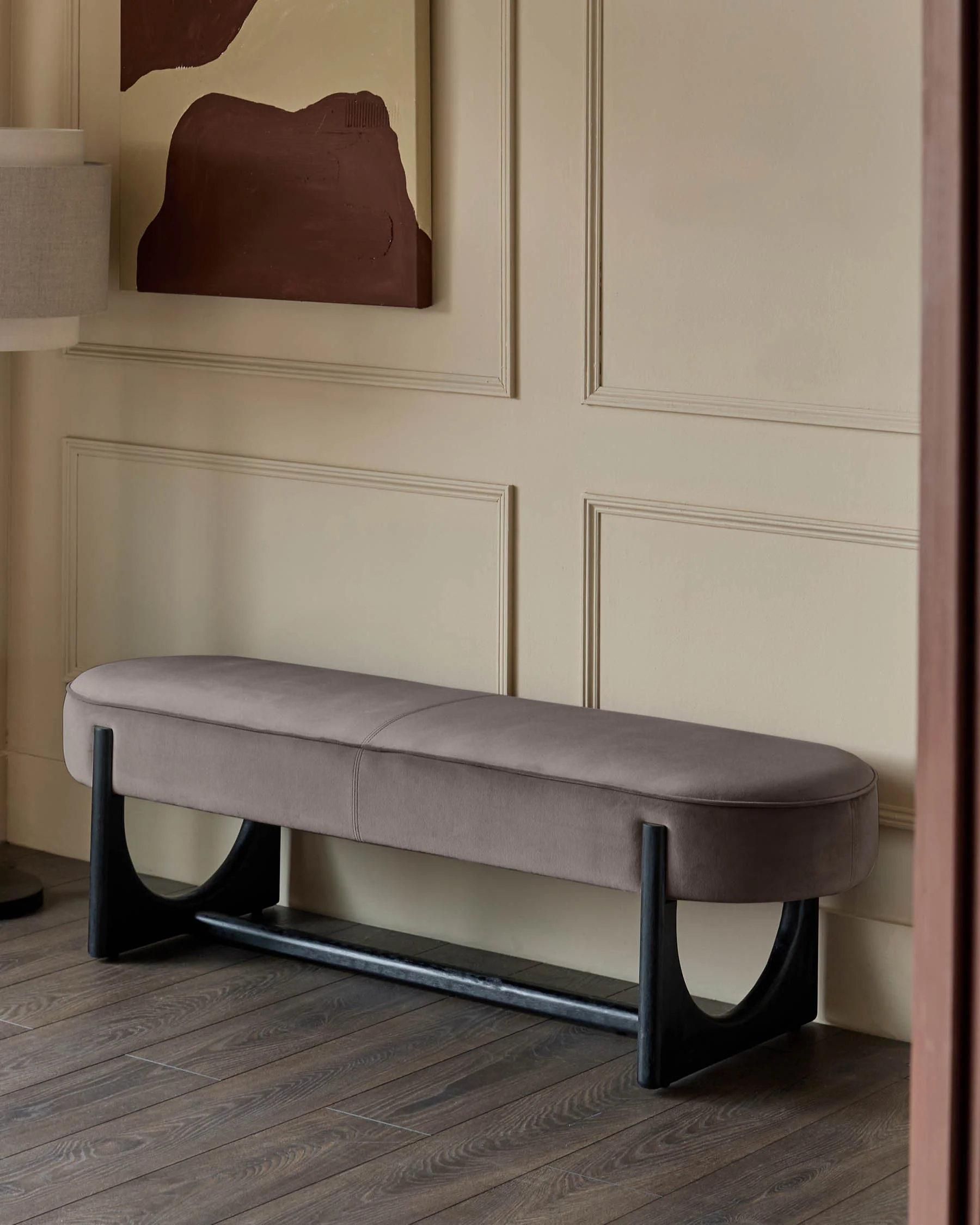 Orlan mocha velvet 3 seater dining bench without backrest