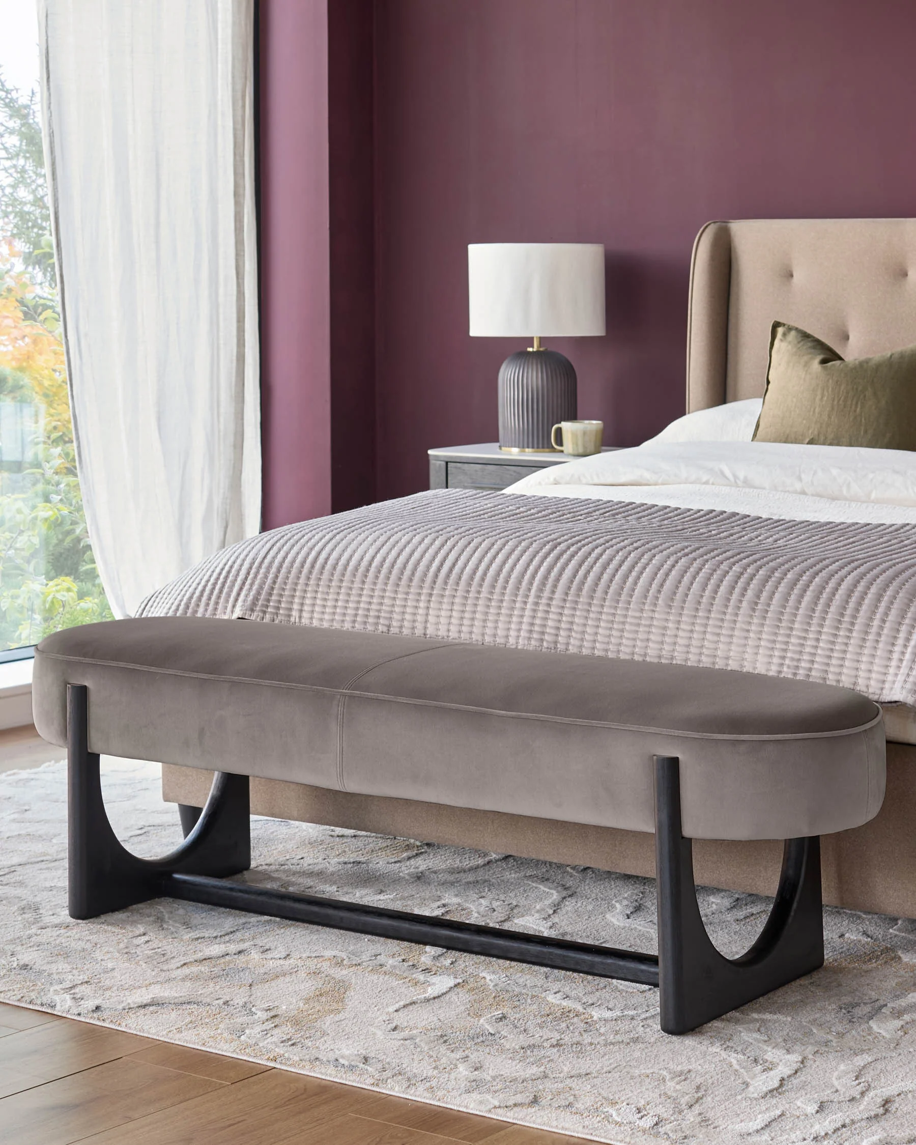 Orlan mocha velvet 3 seater dining bench without backrest - Image 2
