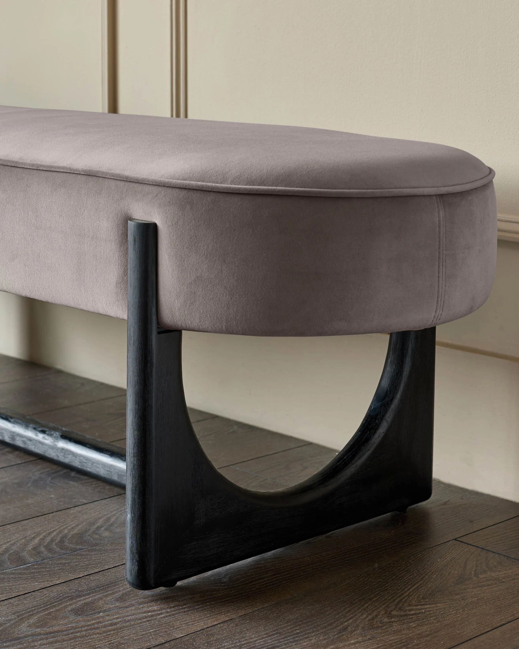 Orlan mocha velvet 3 seater dining bench without backrest - Image 6