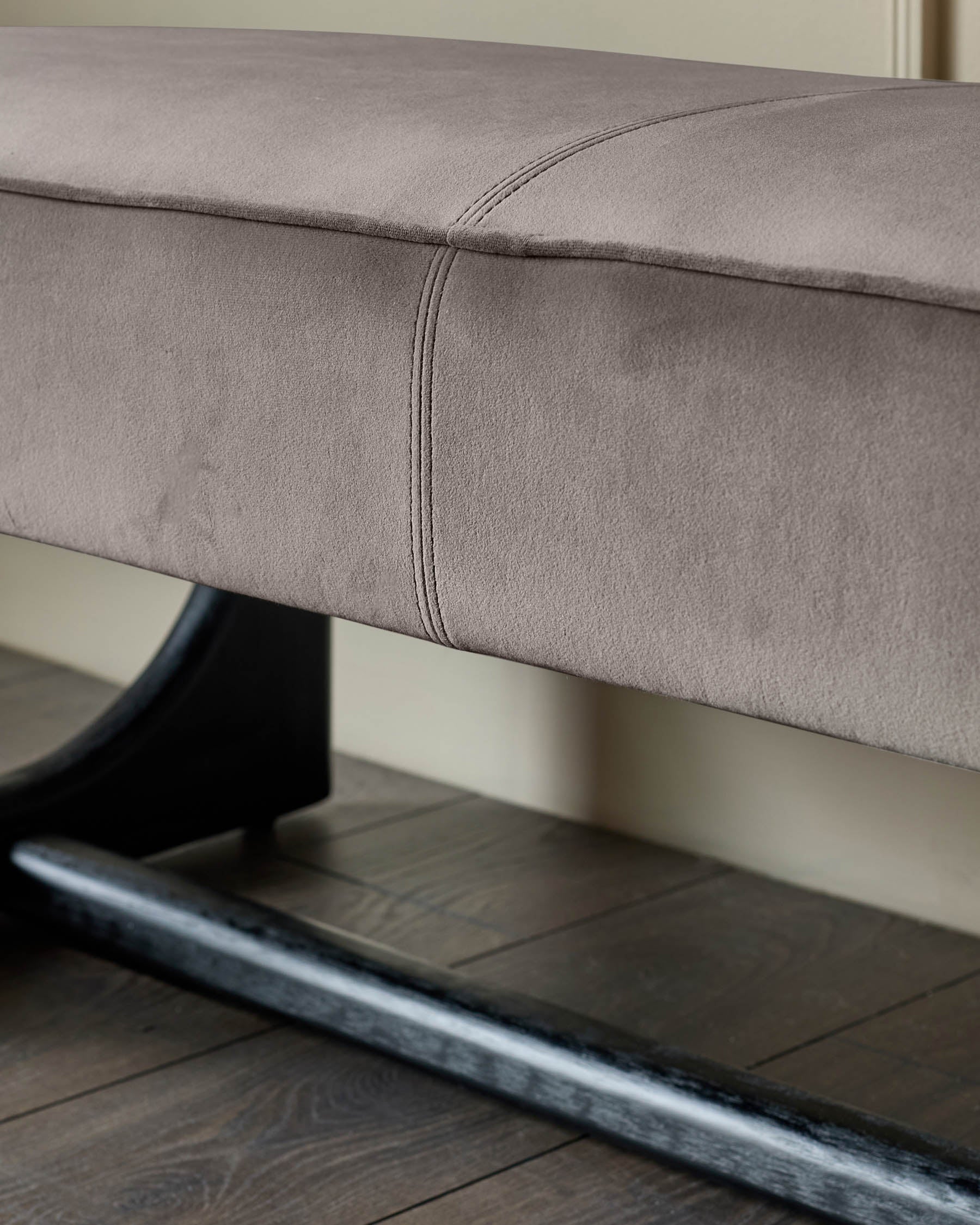Orlan mocha velvet 3 seater dining bench without backrest - Image 7