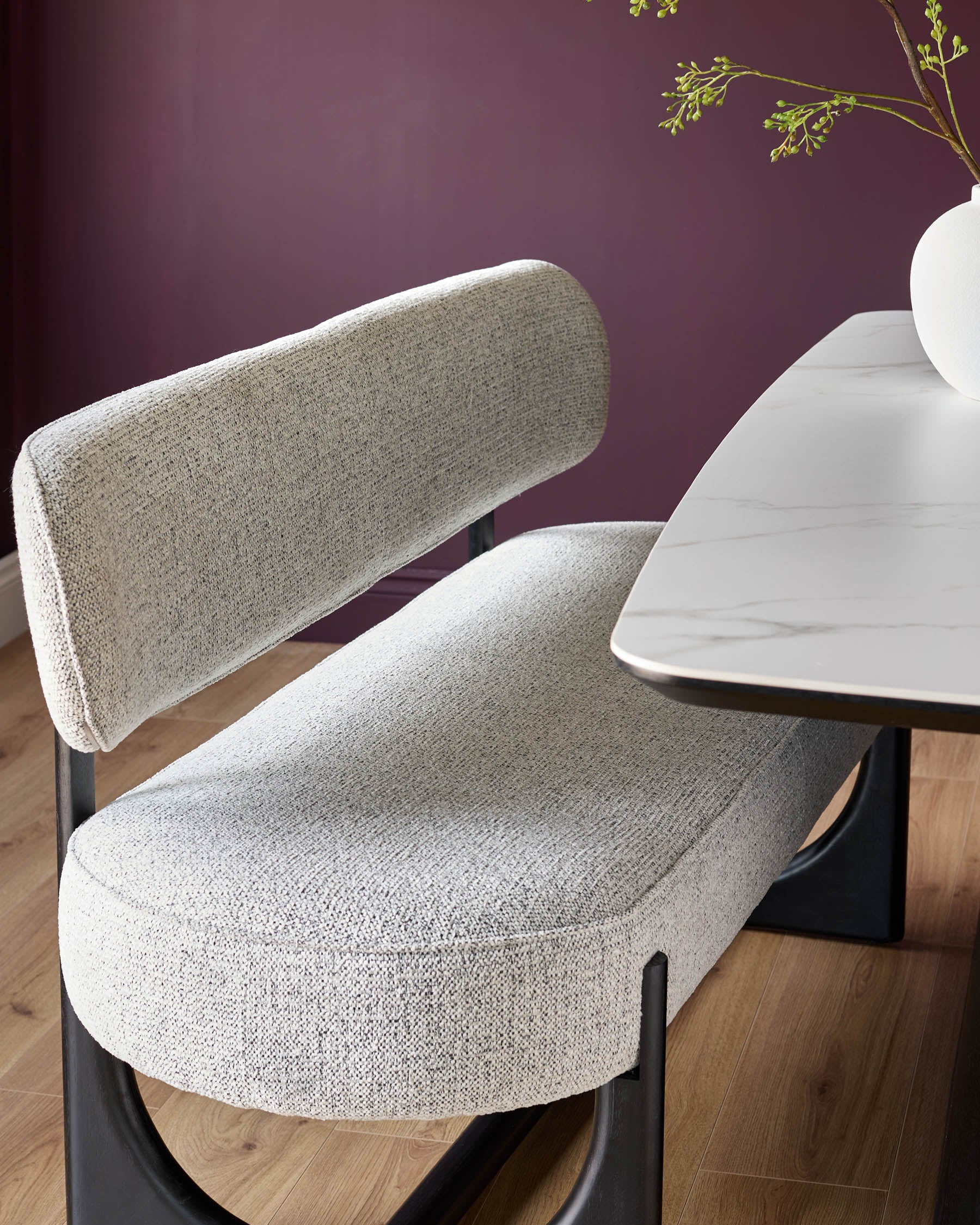 Orlan grey fabric 3 seater dining bench - Image 7