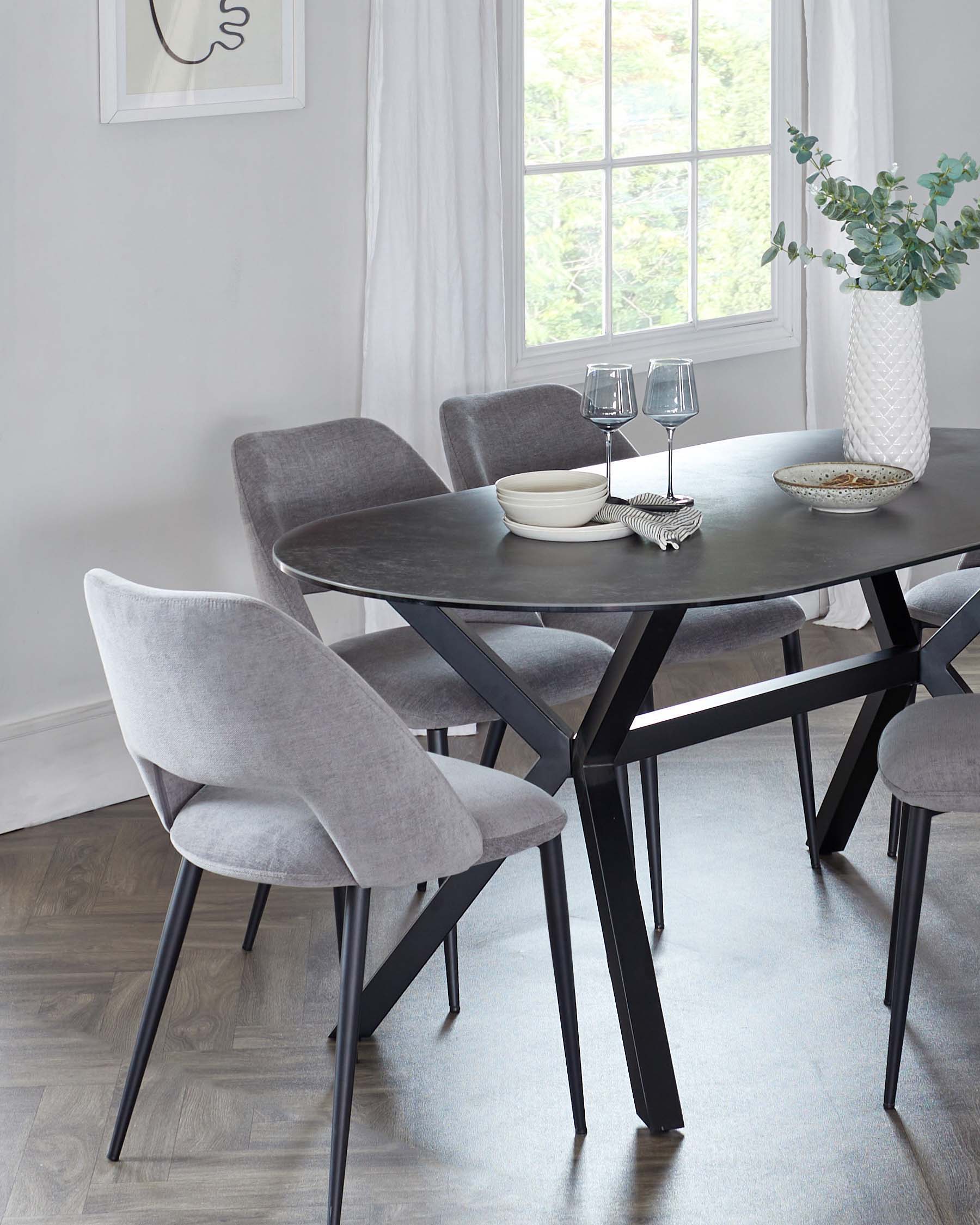 Orwell Dark Grey Ceramic Dining 6 Seater Table - Image 10