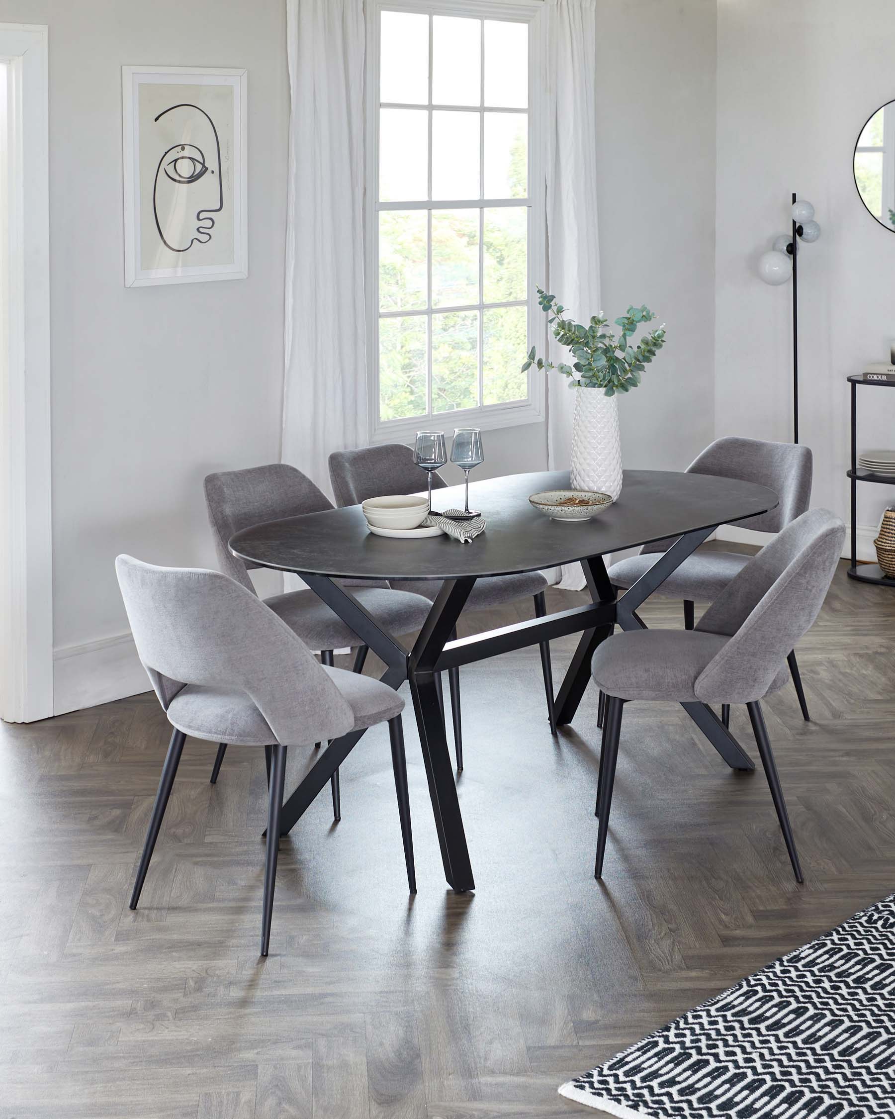 Orwell Dark Grey Ceramic Dining 6 Seater Table - Image 11