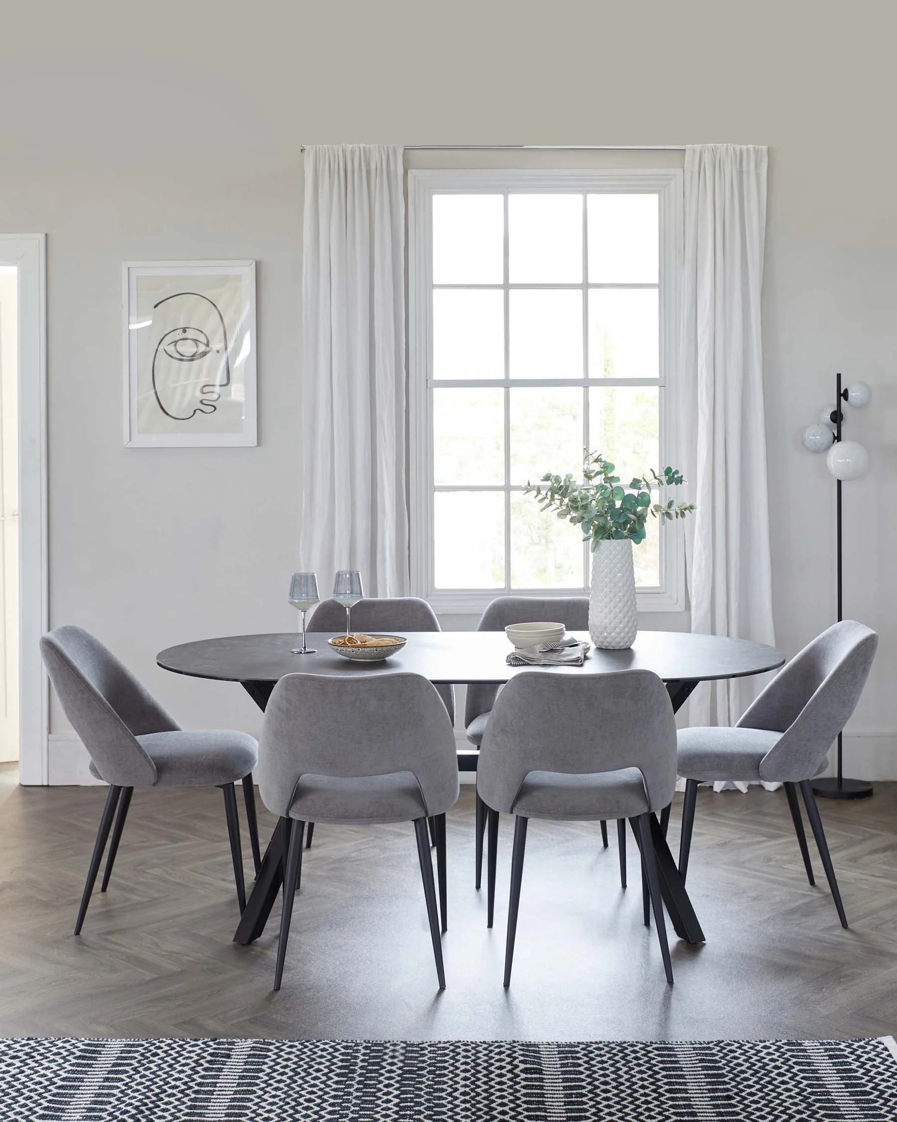 Orwell Dark Grey Ceramic Dining 6 Seater Table - Image 2