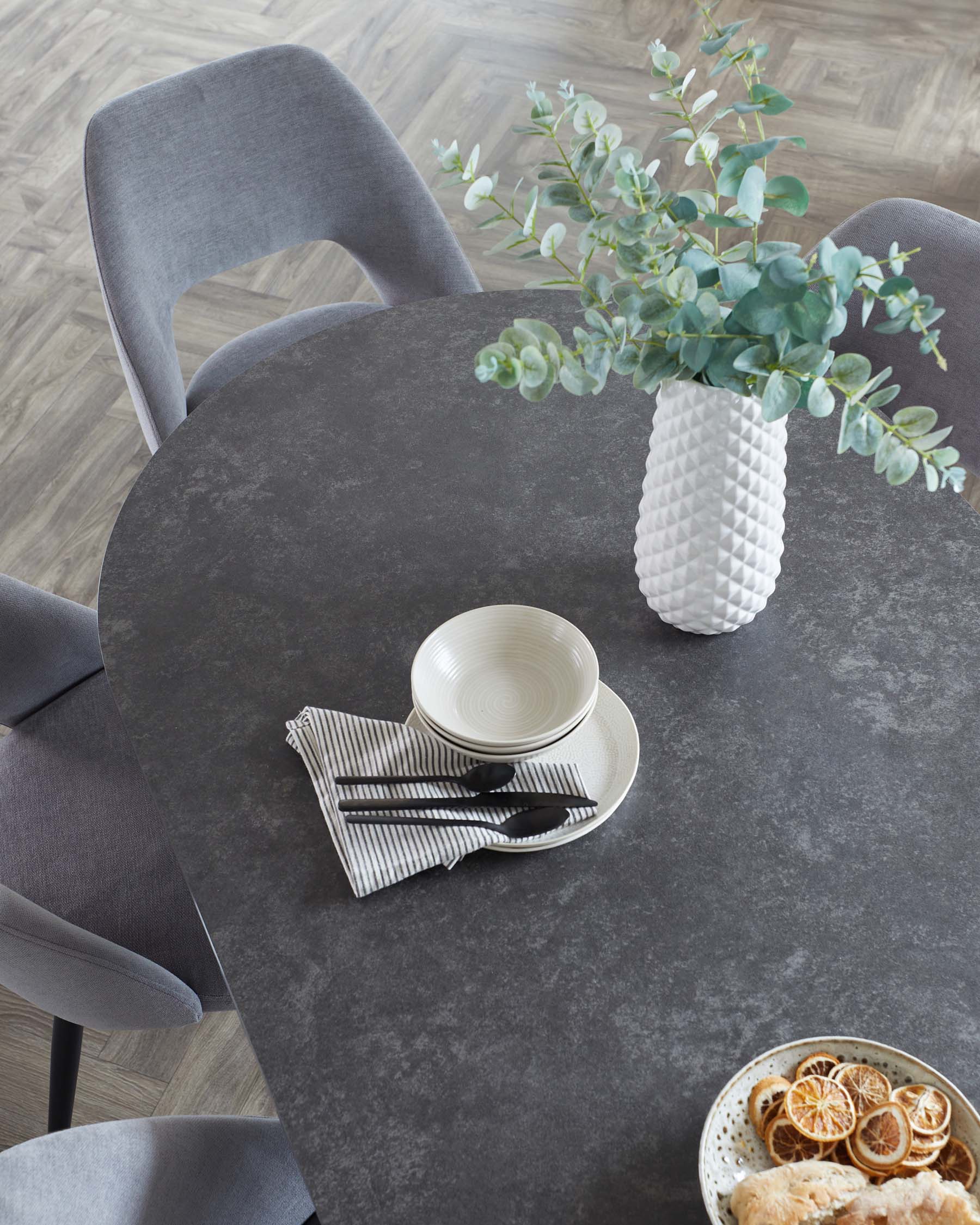 Orwell Dark Grey Ceramic Dining 6 Seater Table - Image 3
