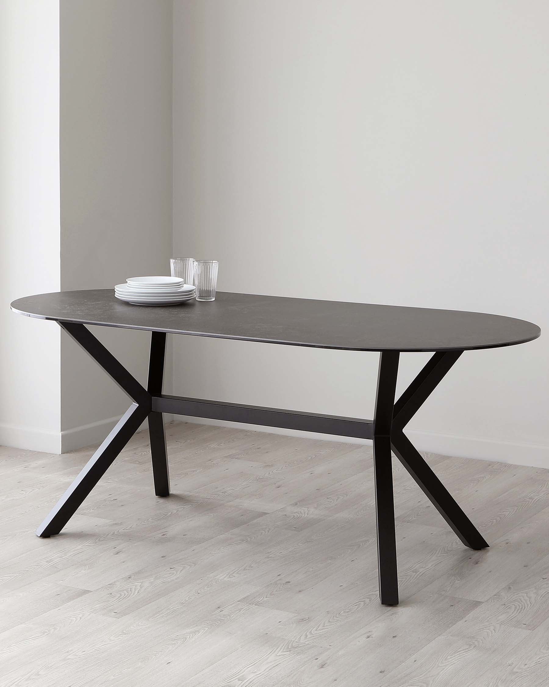 Orwell Dark Grey Ceramic Dining 6 Seater Table - Image 9