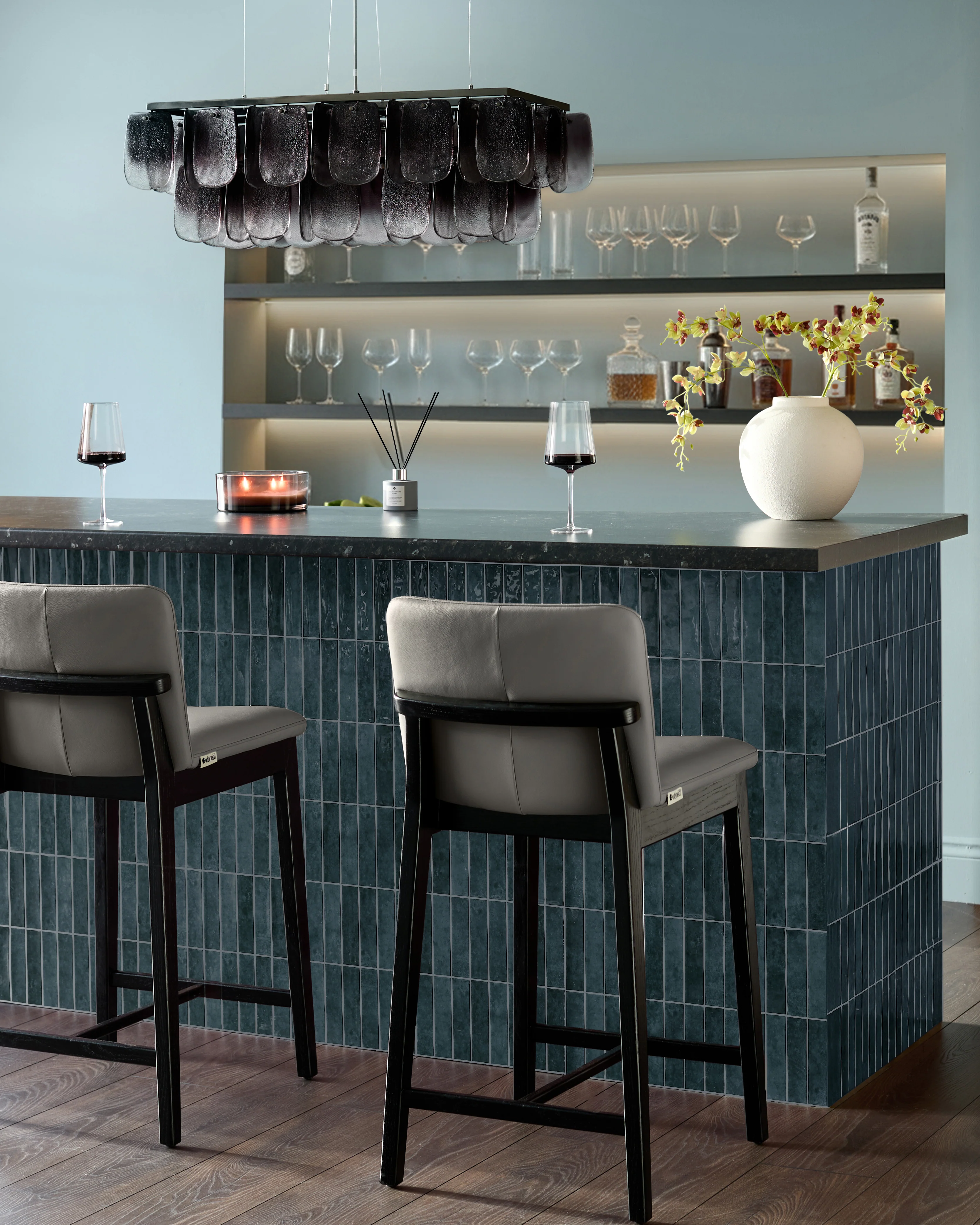 Otis dark grey leather bar stool - Image 4
