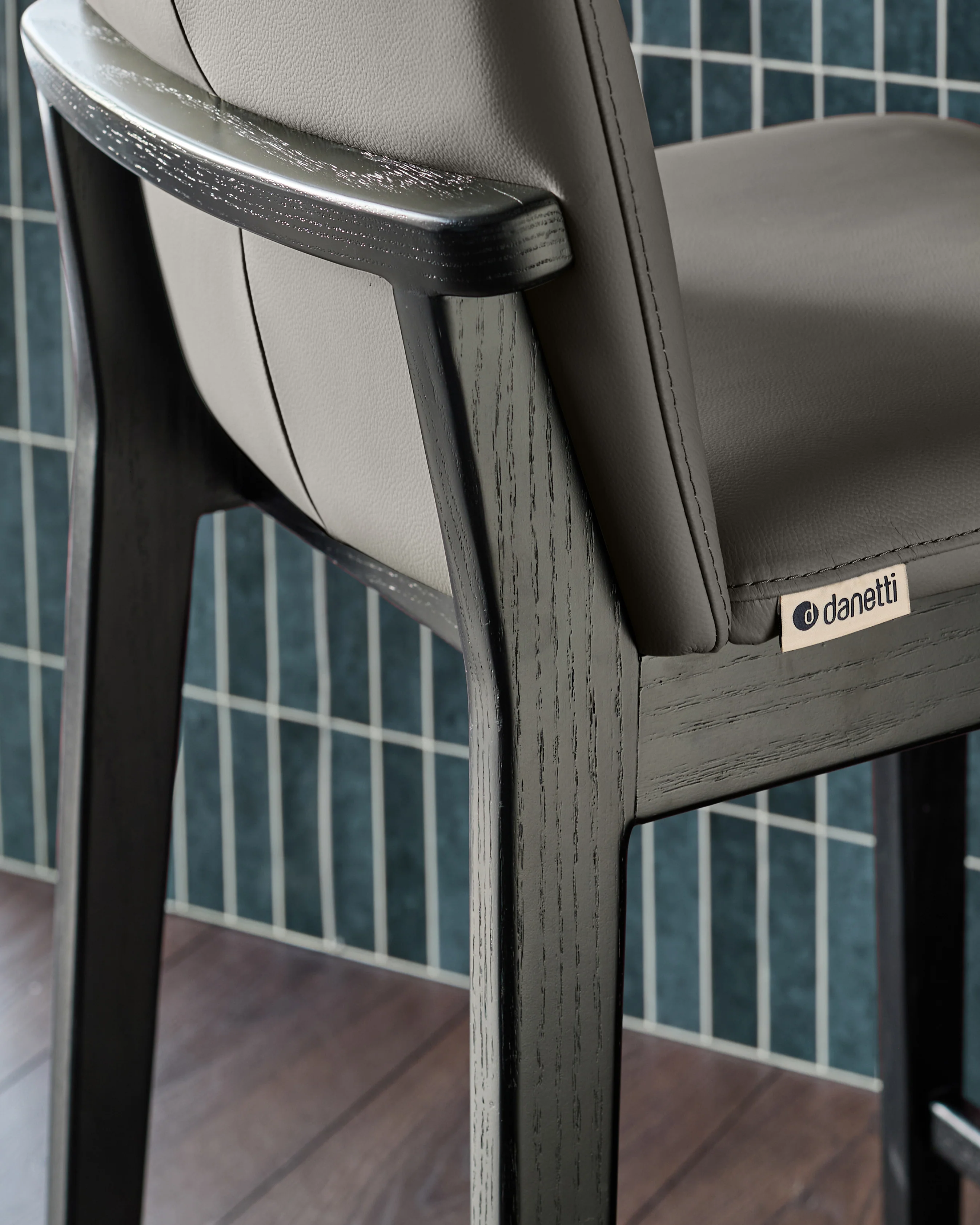 Otis dark grey leather bar stool - Image 5