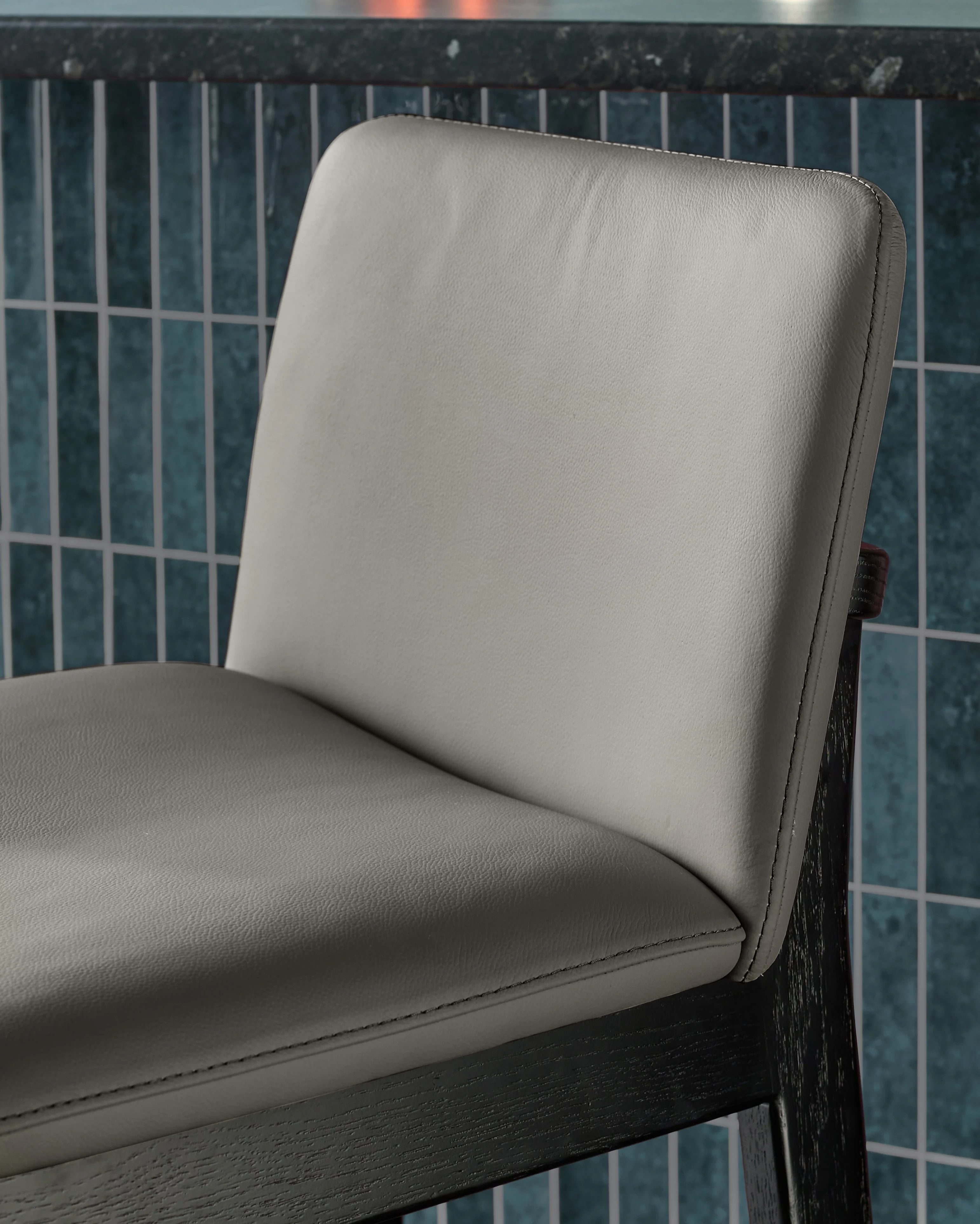 Otis dark grey leather bar stool - Image 6