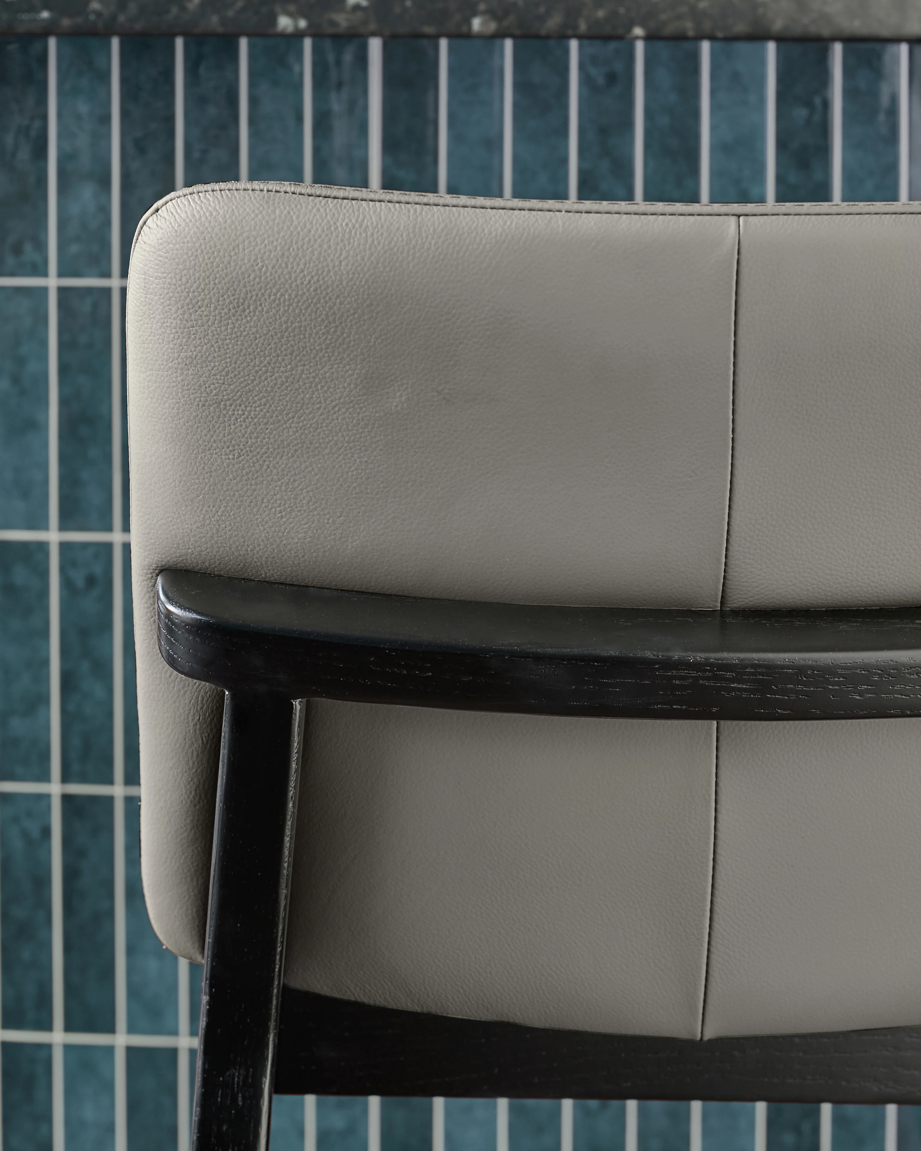 Otis dark grey leather bar stool - Image 8
