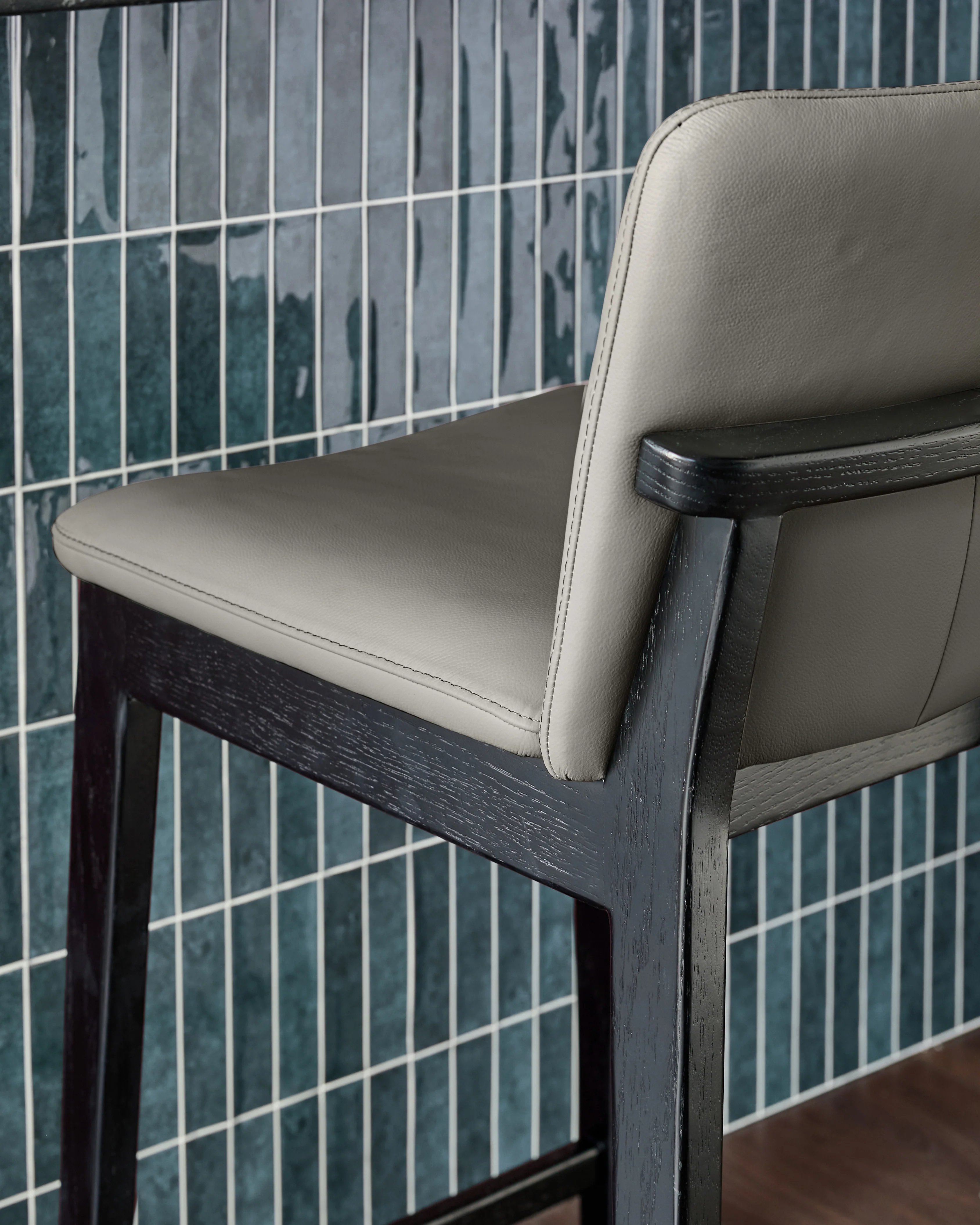 Otis dark grey leather bar stool - Image 9