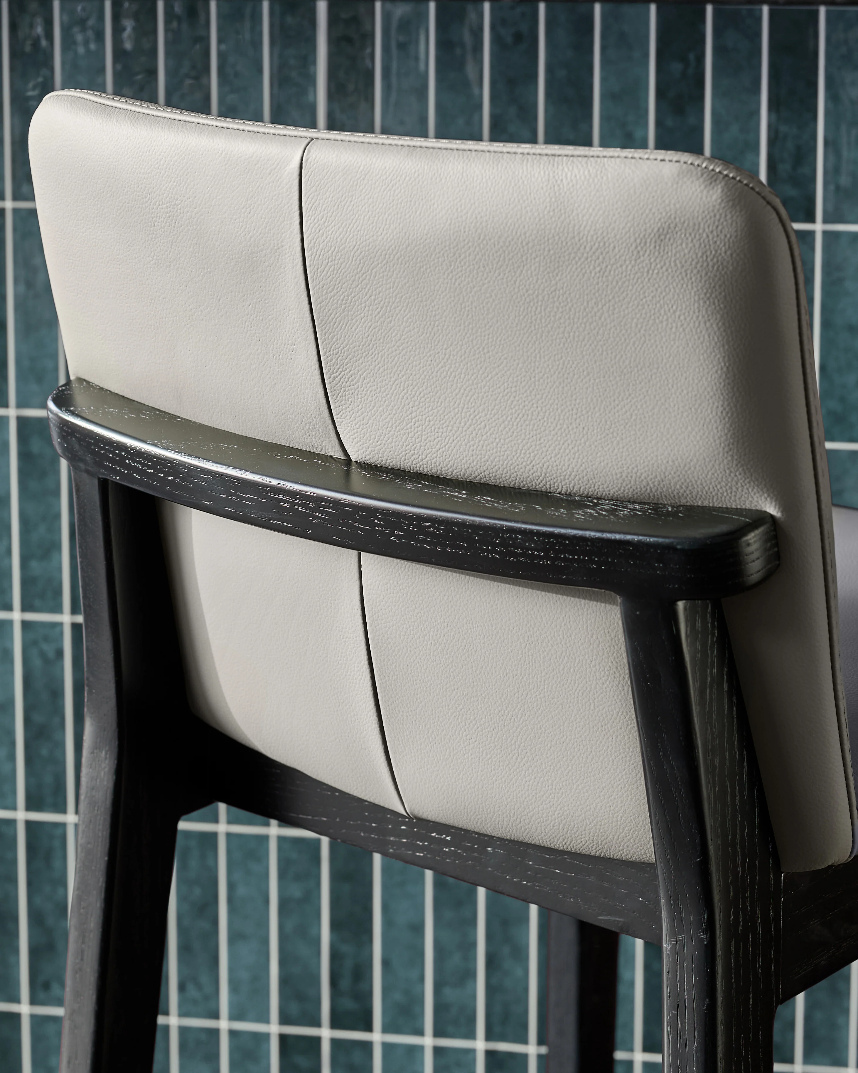 Otis light grey leather bar stool - Image 10
