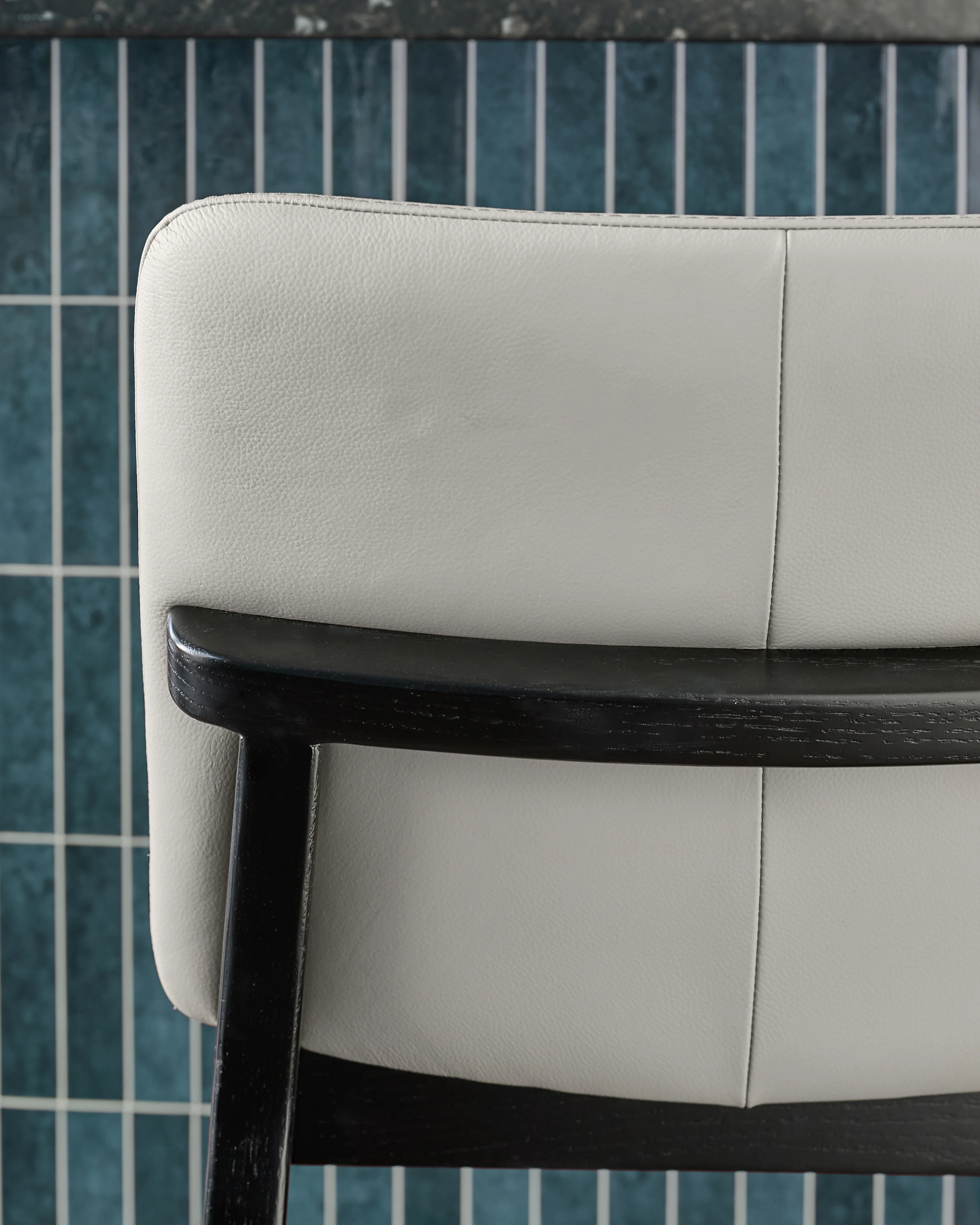 Otis light grey leather bar stool - Image 8