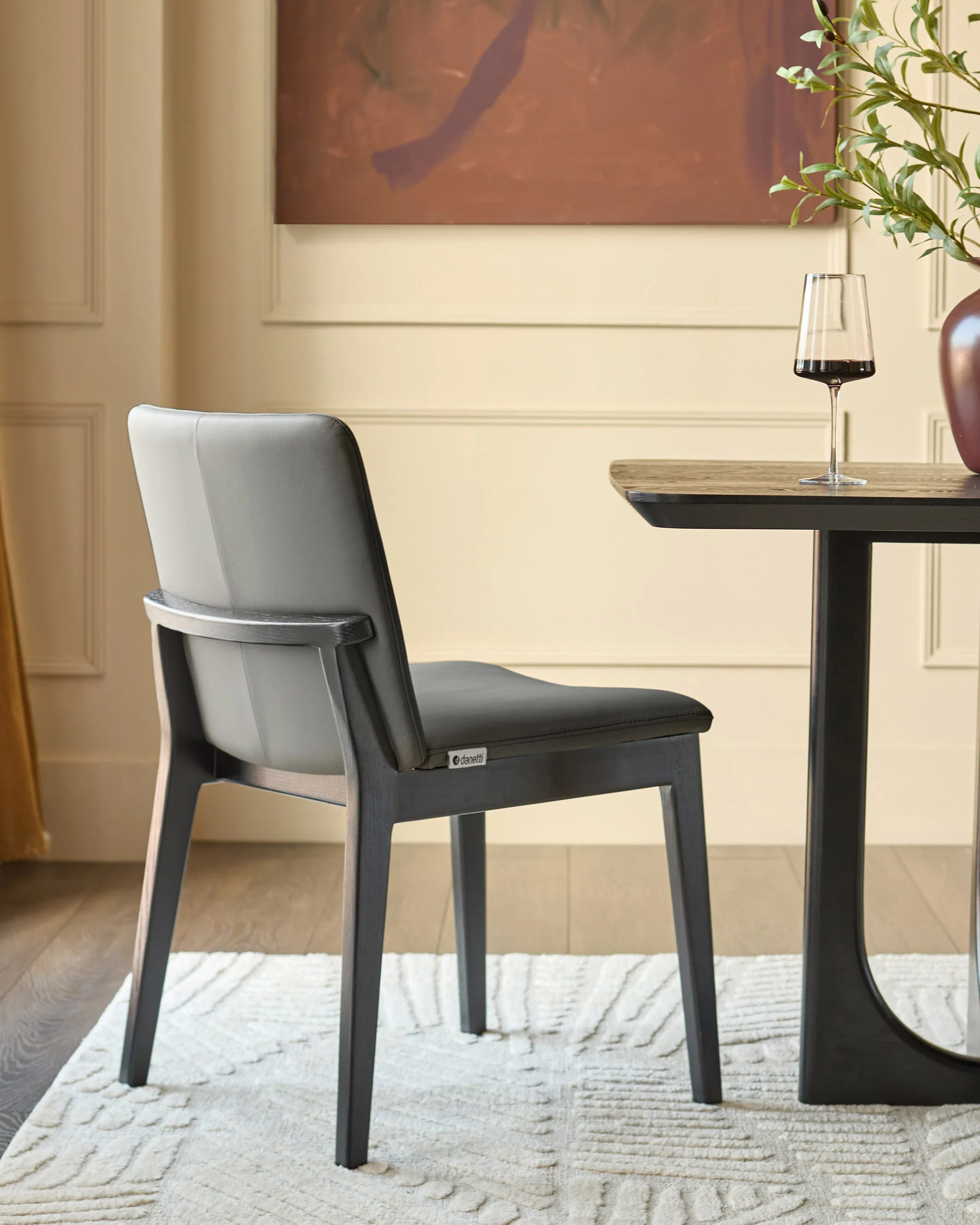 Otis dark grey leather dining chair - Image 3