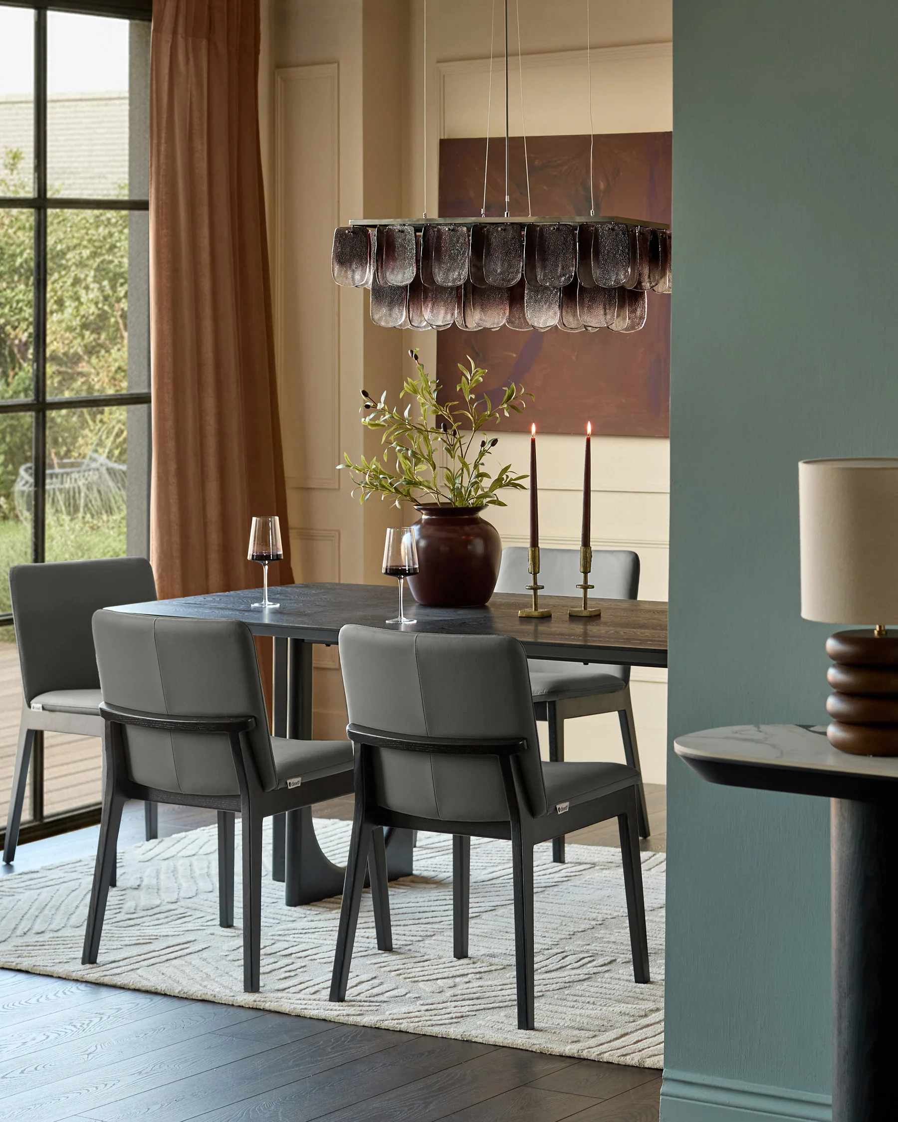 Otis dark grey leather dining chair - Image 4