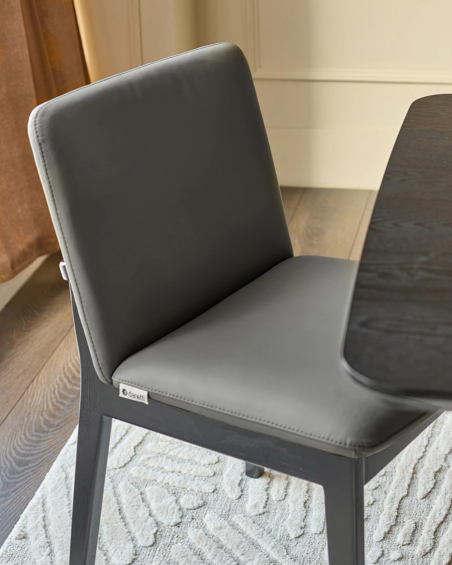 Otis dark grey leather dining chair - Image 7