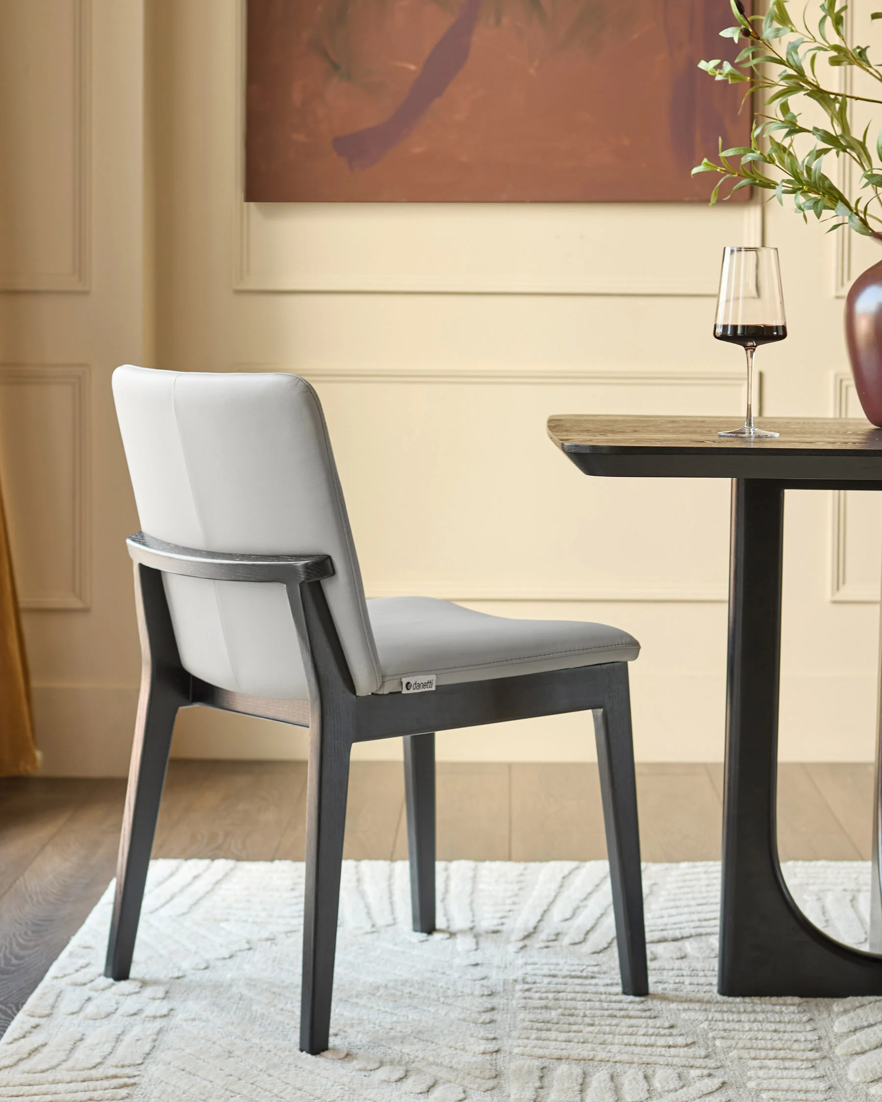 Otis light grey leather dining chair - Image 3
