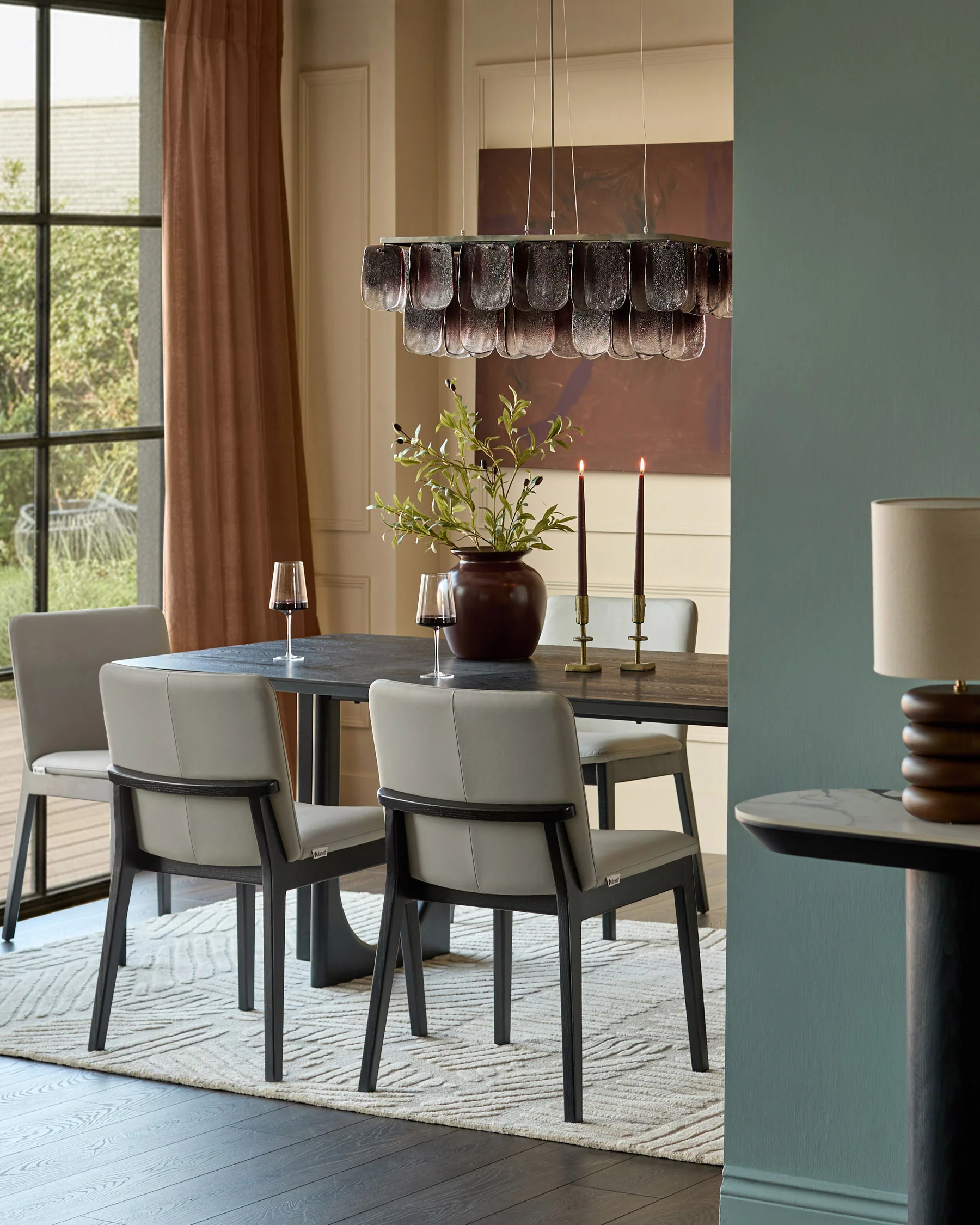 Otis light grey leather dining chair - Image 4