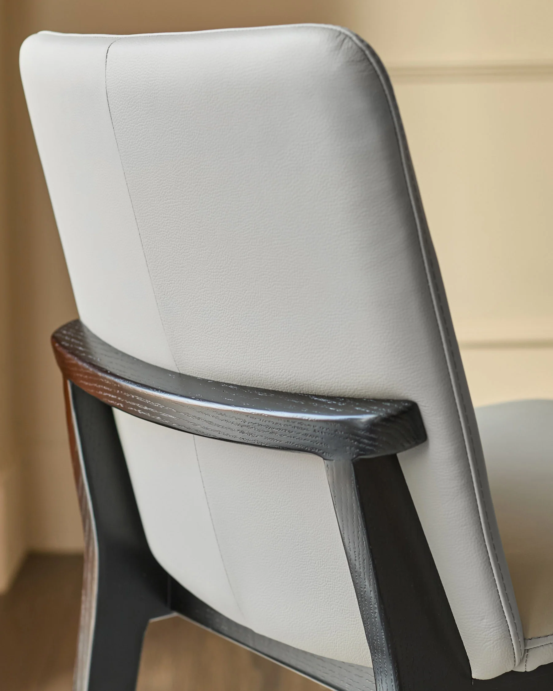 Otis light grey leather dining chair - Image 5