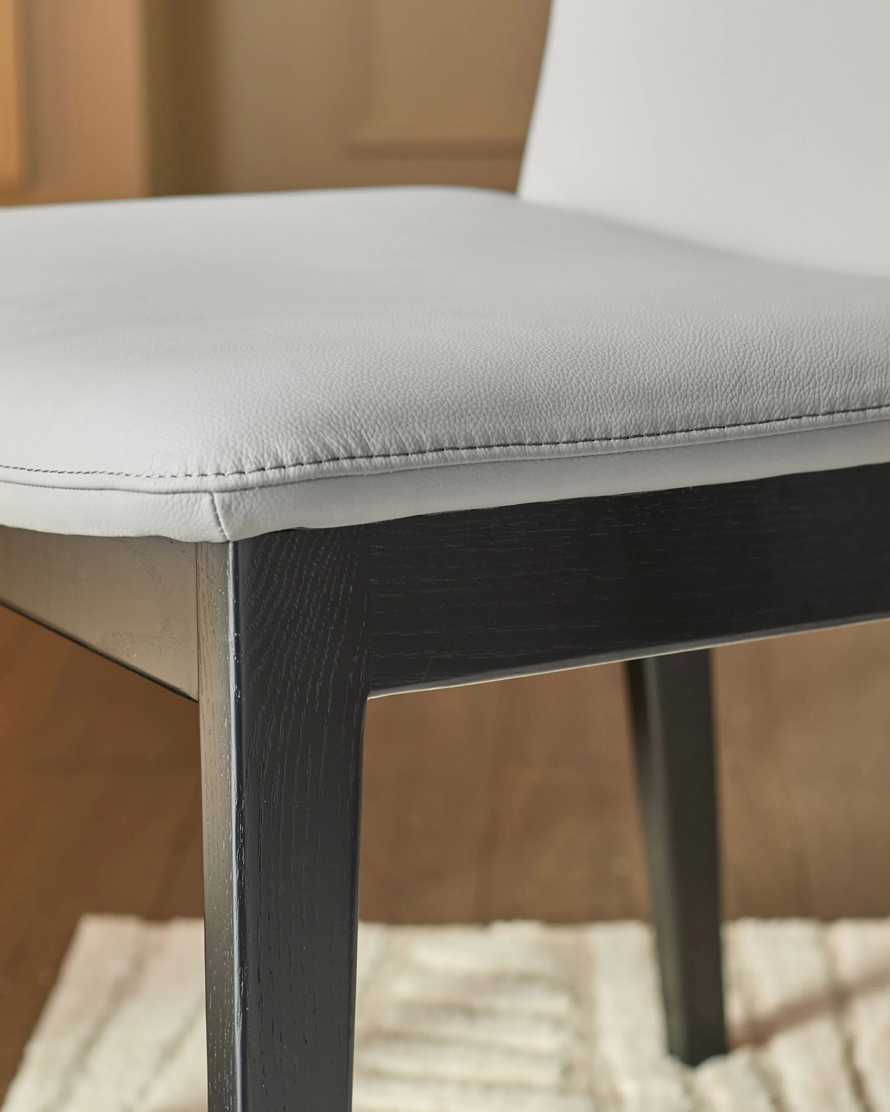 Otis light grey leather dining chair - Image 6