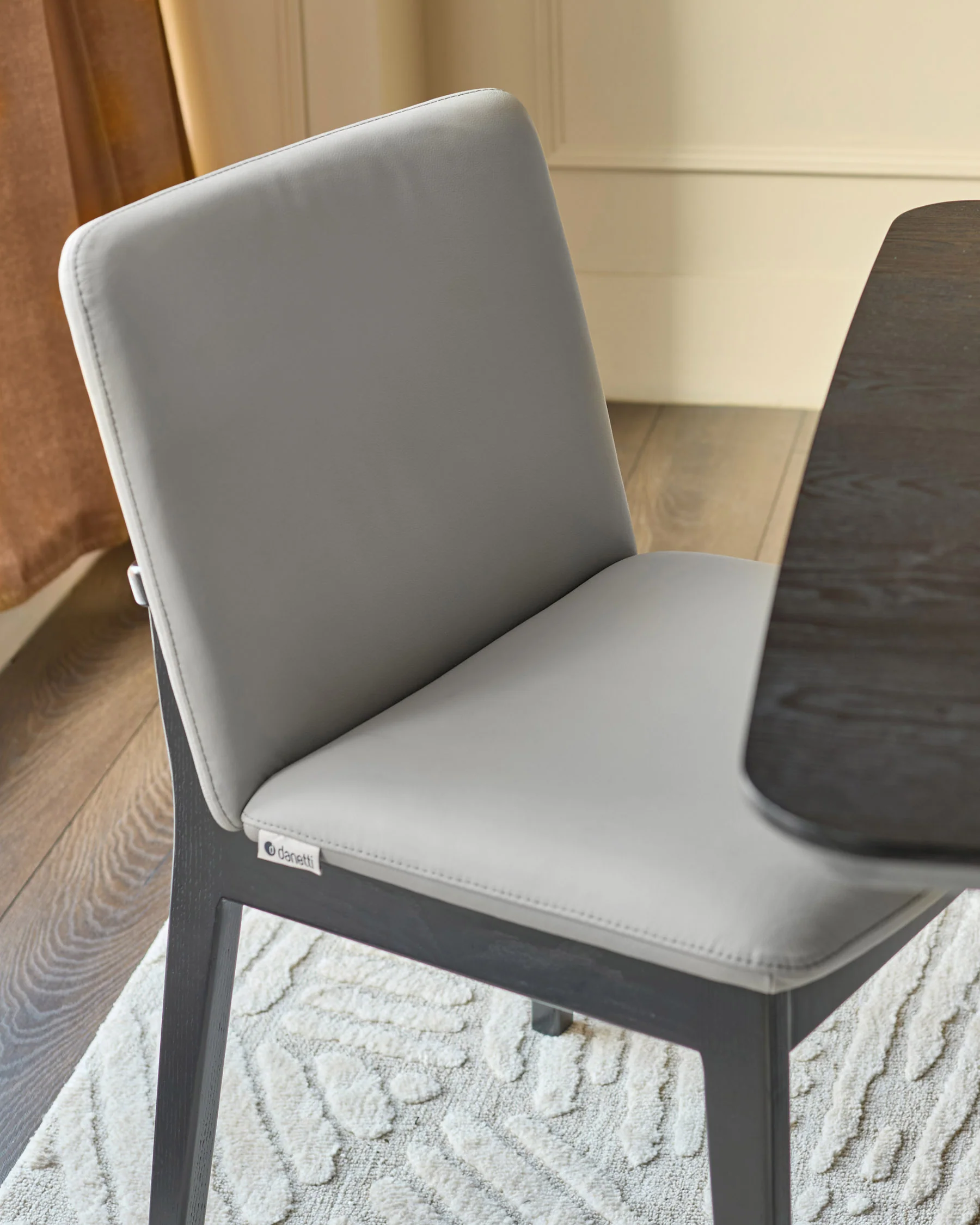 Otis light grey leather dining chair - Image 7