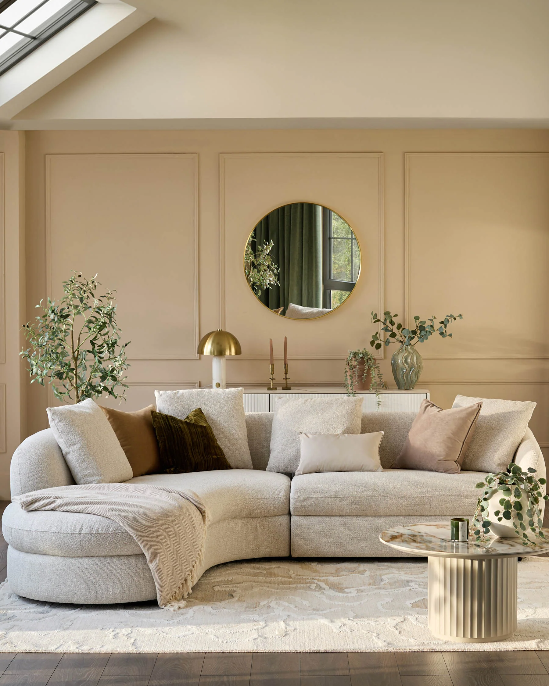 Ottilie natural fabric left hand corner chaise sofa - Image 3