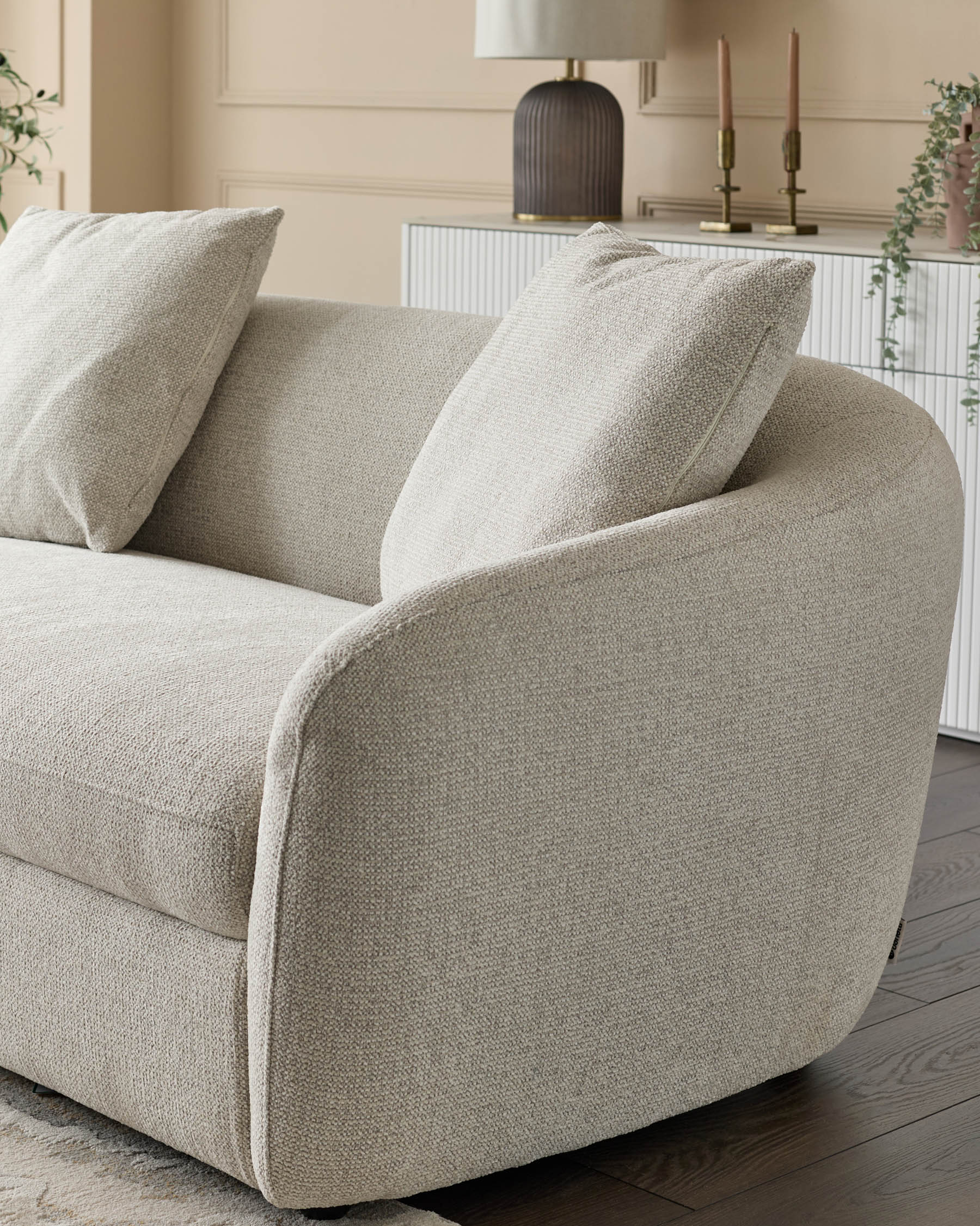Ottilie natural fabric left hand corner chaise sofa - Image 4