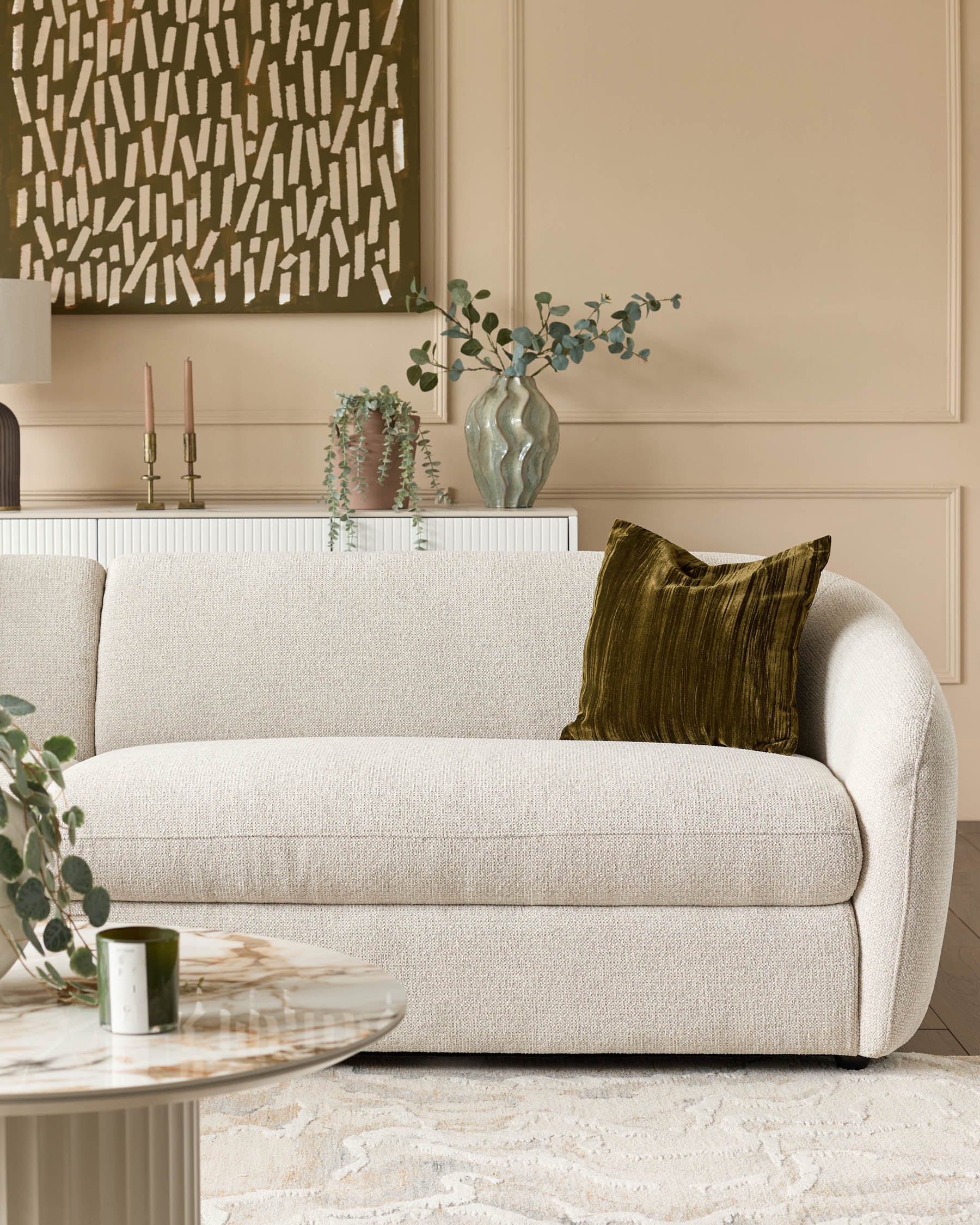 Ottilie natural fabric left hand corner chaise sofa - Image 9