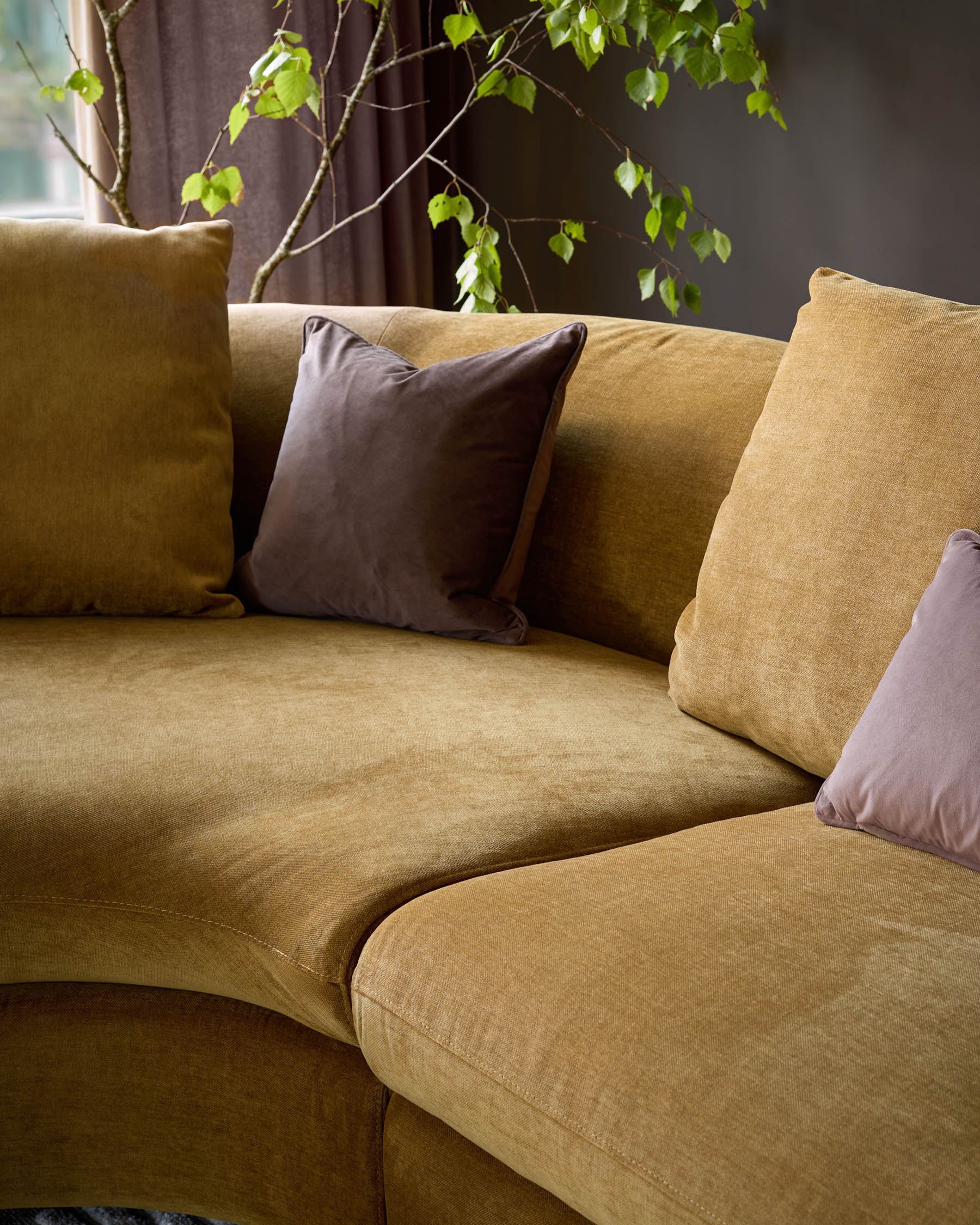 Ottilie ochre chenille left hand corner chaise sofa - Image 9