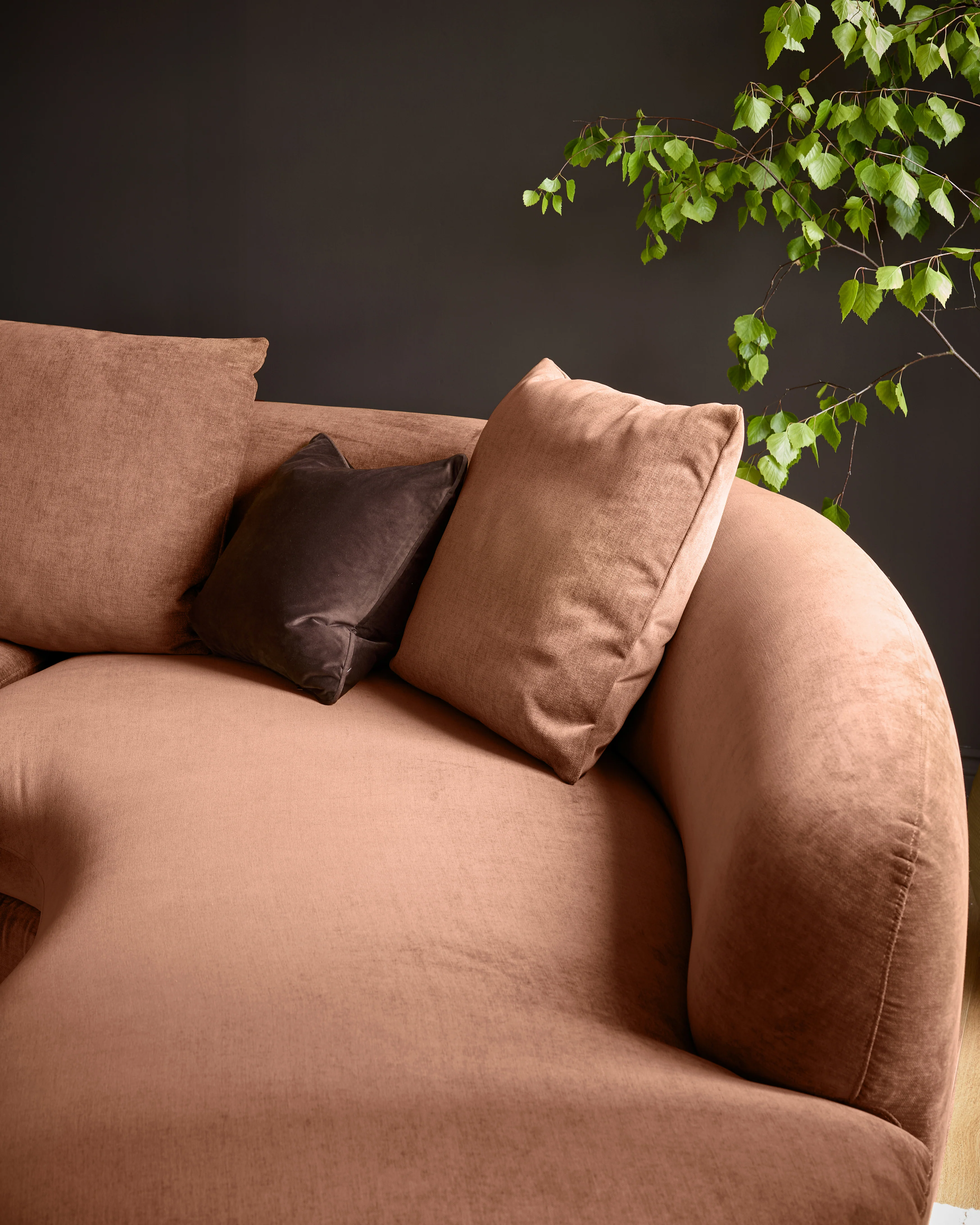 Ottilie apricot chenille right hand corner chaise sofa - Image 4