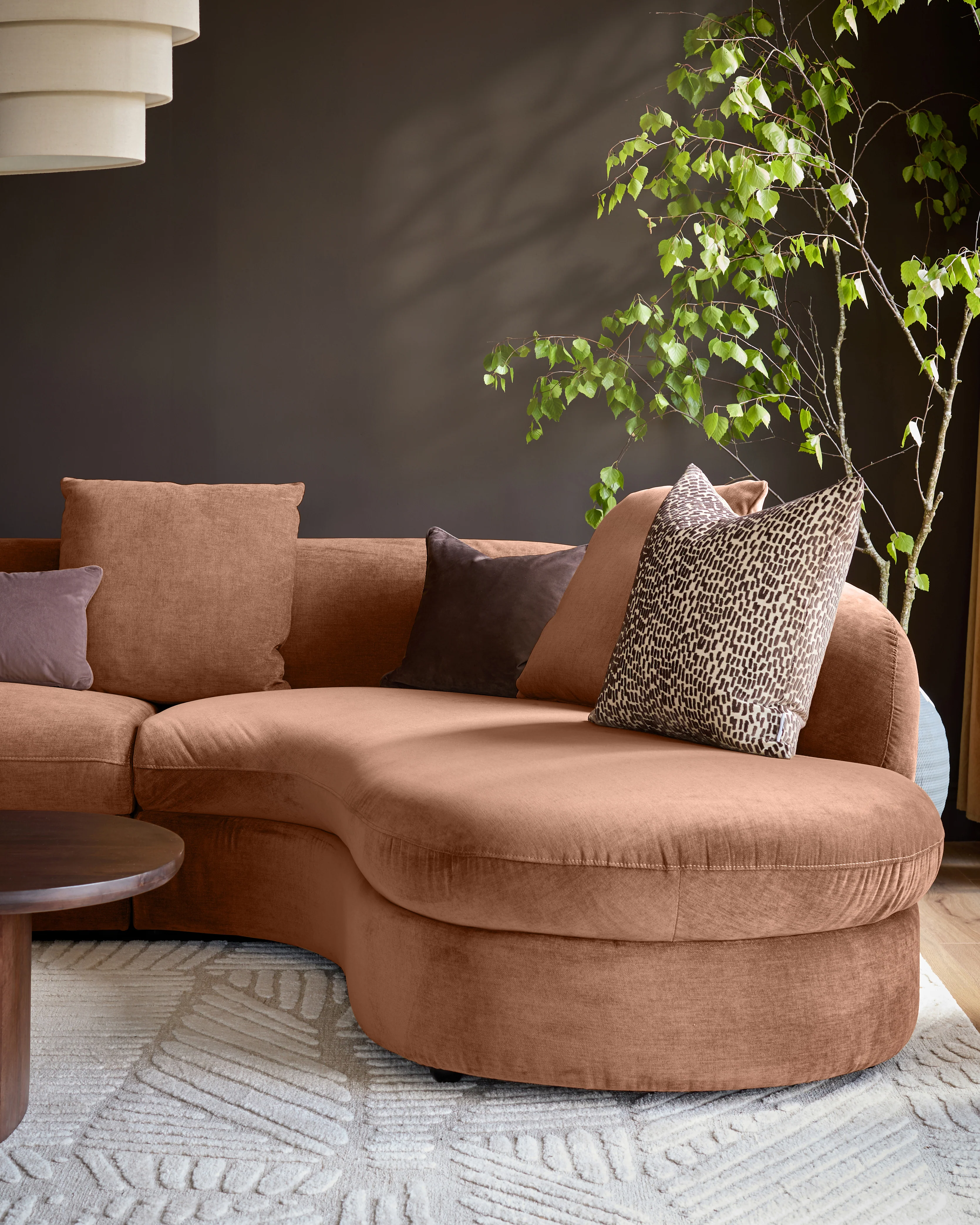 Ottilie apricot chenille right hand corner chaise sofa - Image 5