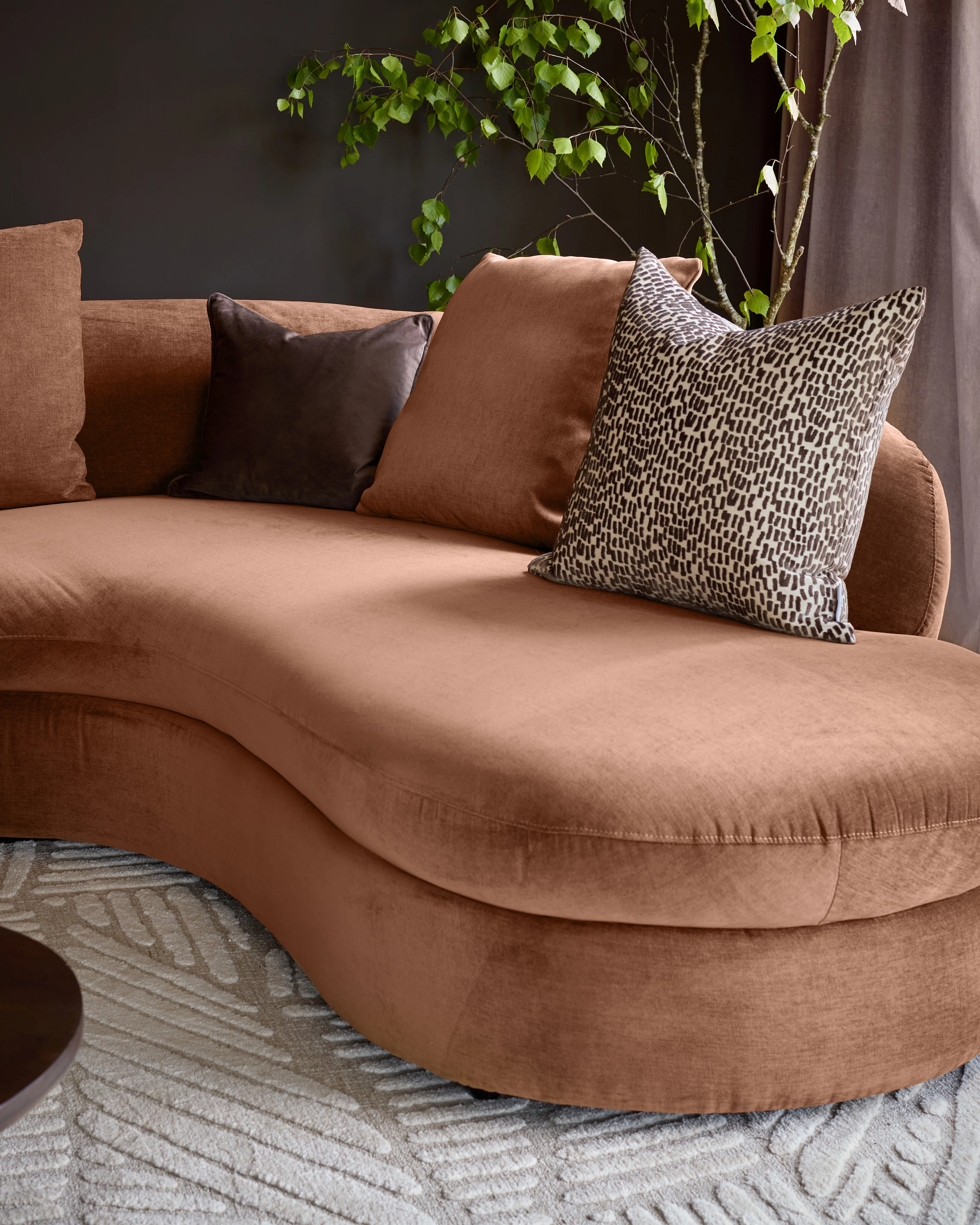 Ottilie apricot chenille right hand corner chaise sofa - Image 7