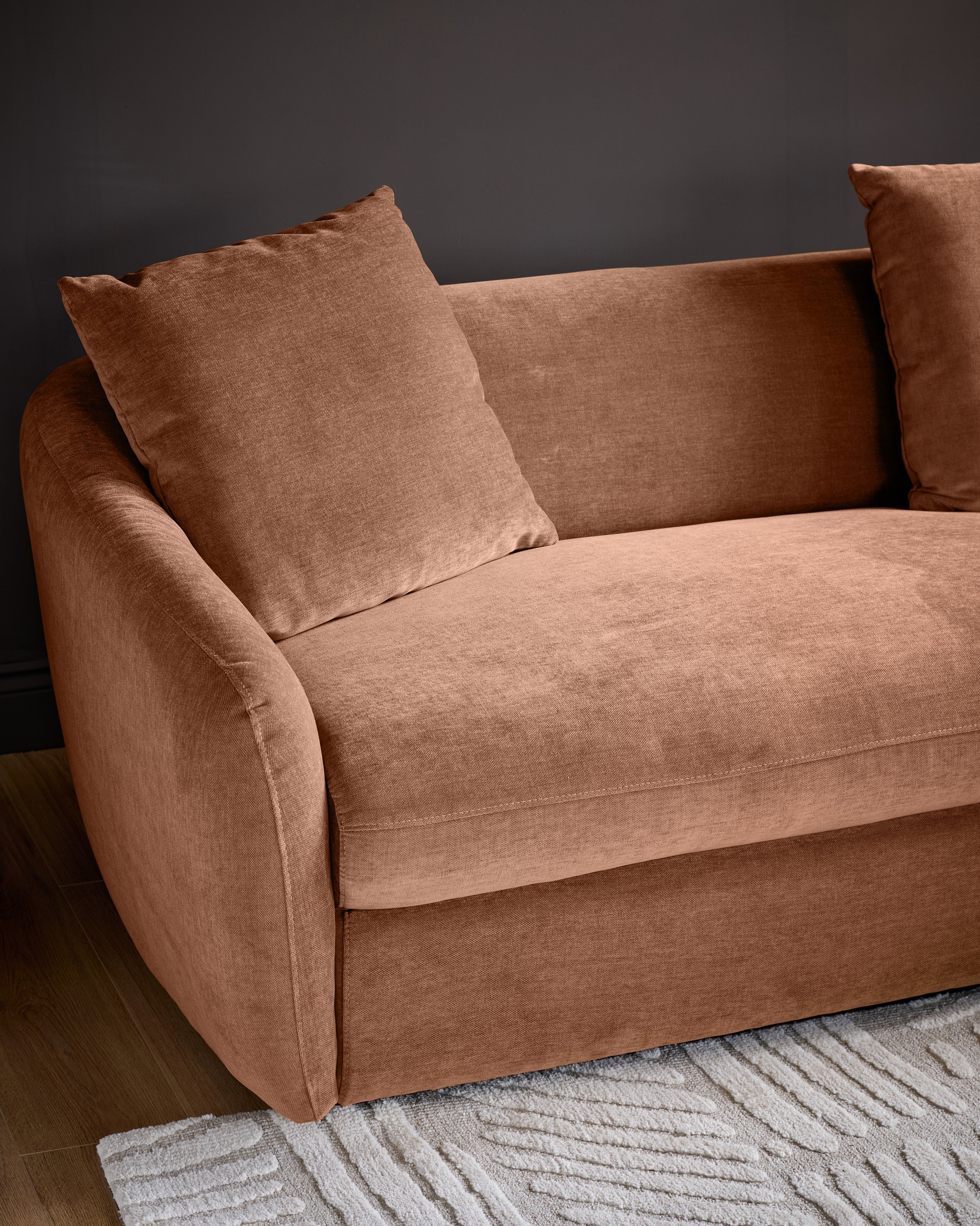 Ottilie apricot chenille right hand corner chaise sofa - Image 8