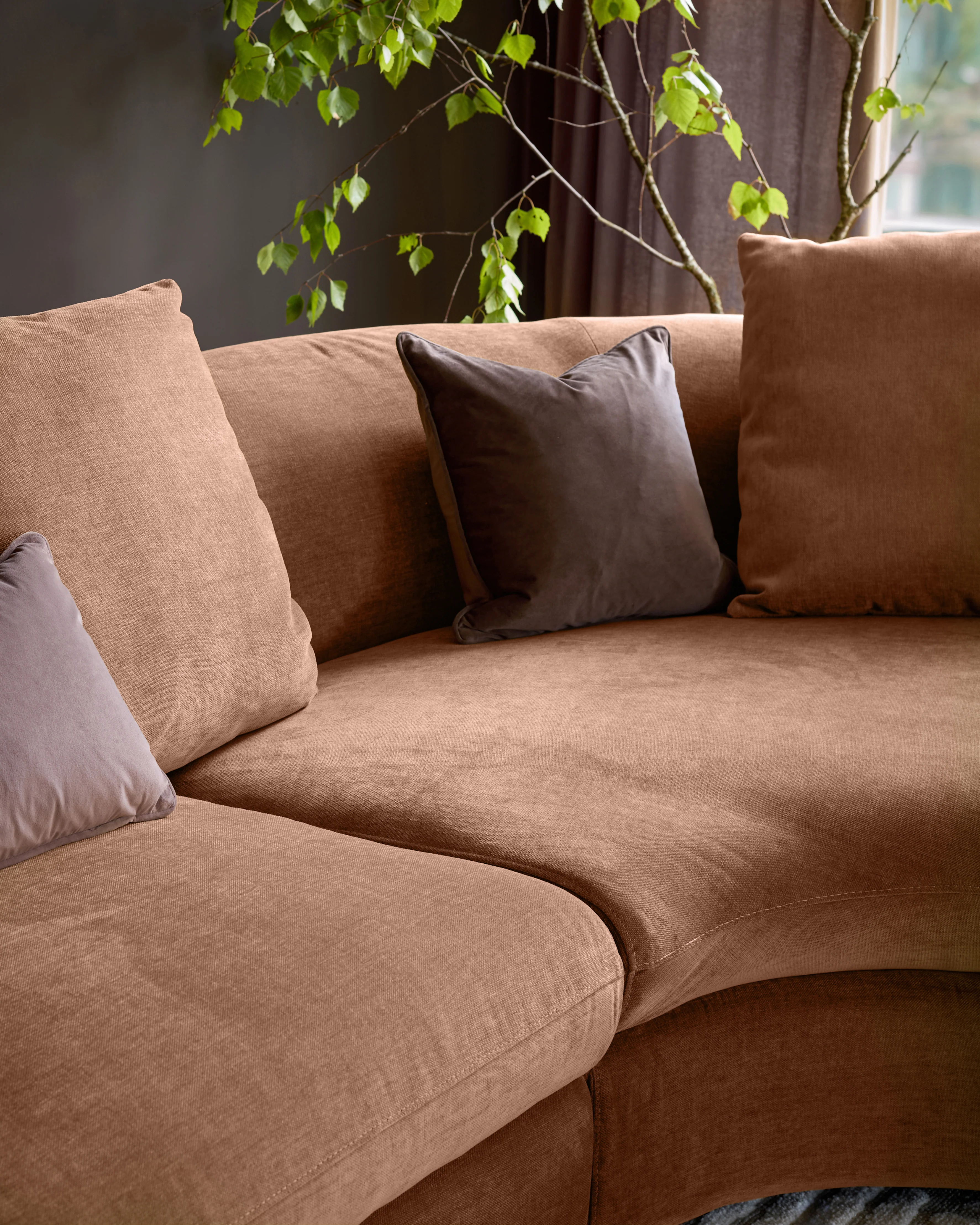 Ottilie apricot chenille right hand corner chaise sofa - Image 9