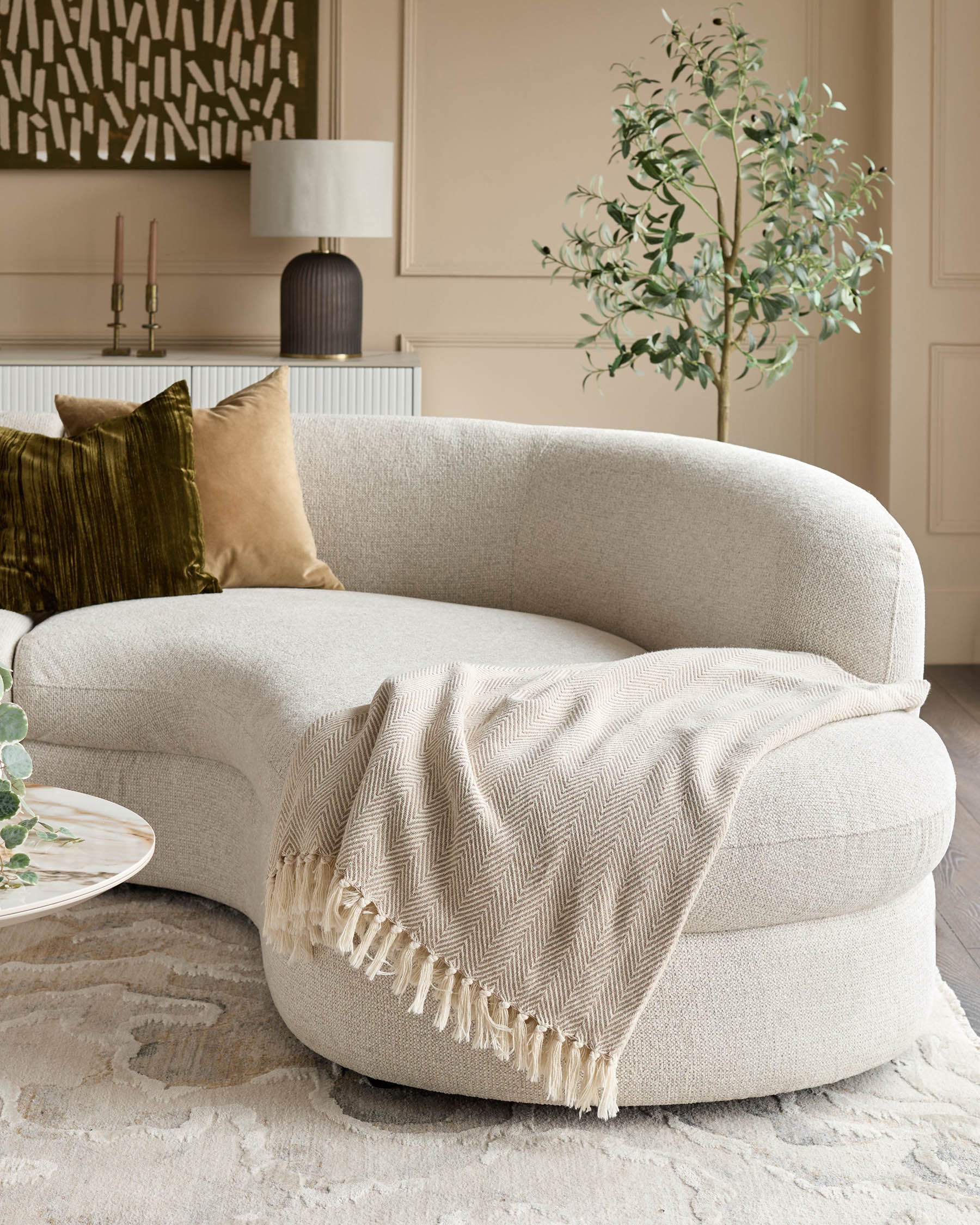 Ottilie natural fabric right hand corner chaise sofa - Image 10