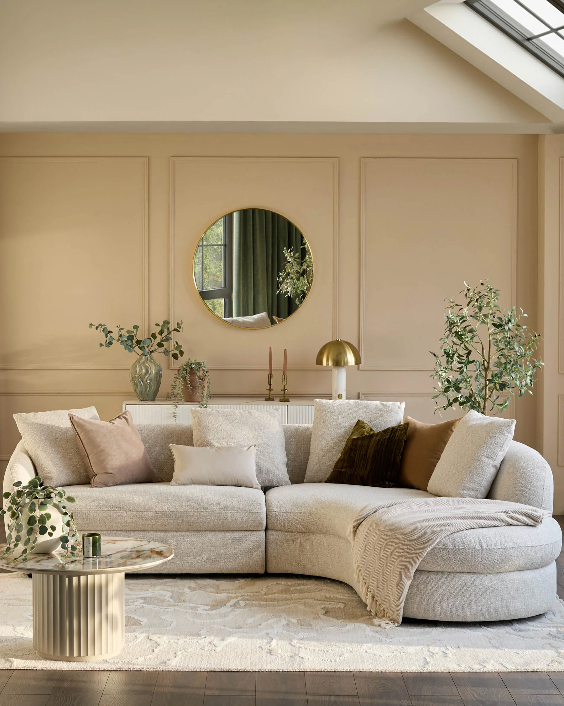 Ottilie natural fabric right hand corner chaise sofa - Image 3