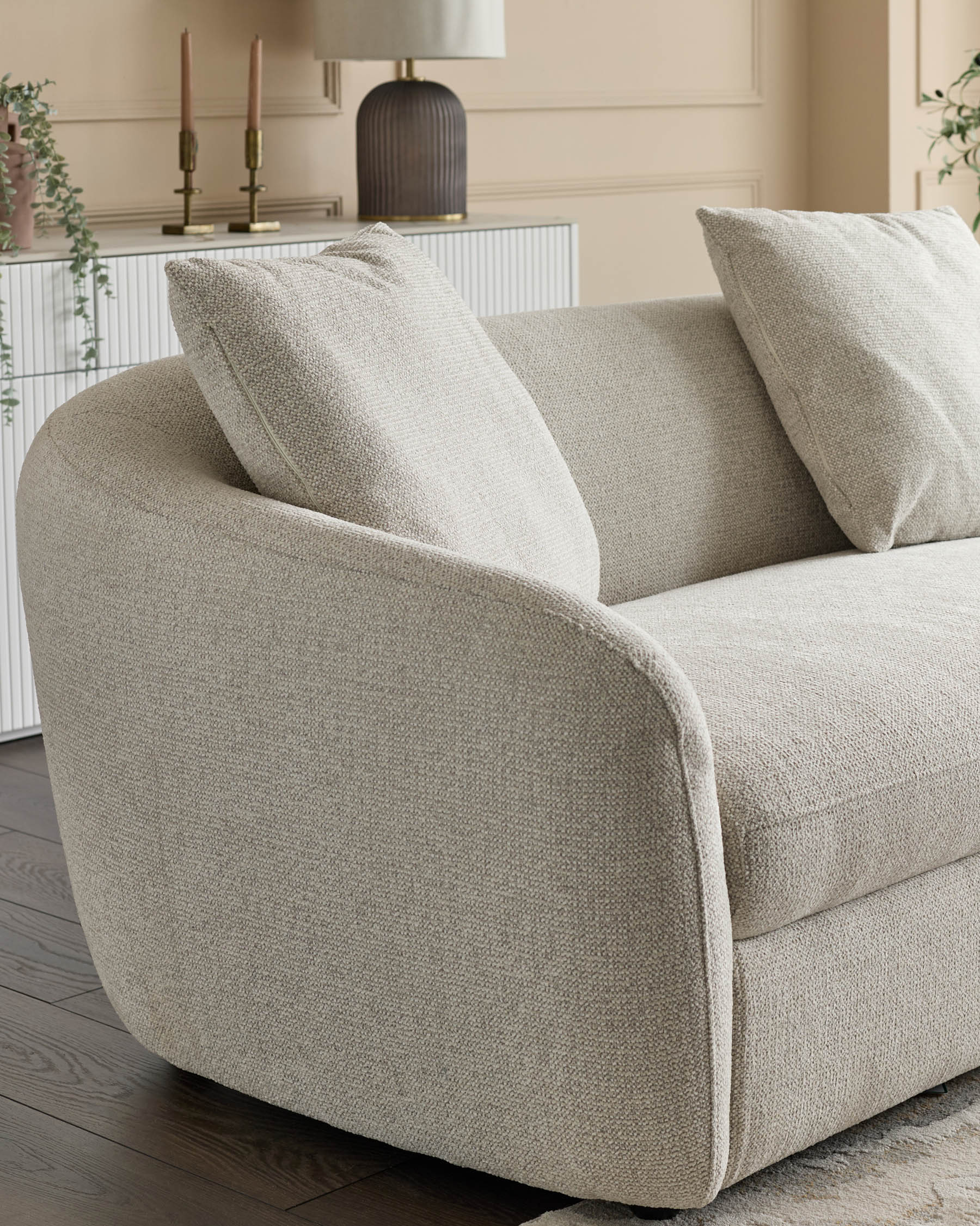 Ottilie natural fabric right hand corner chaise sofa - Image 4