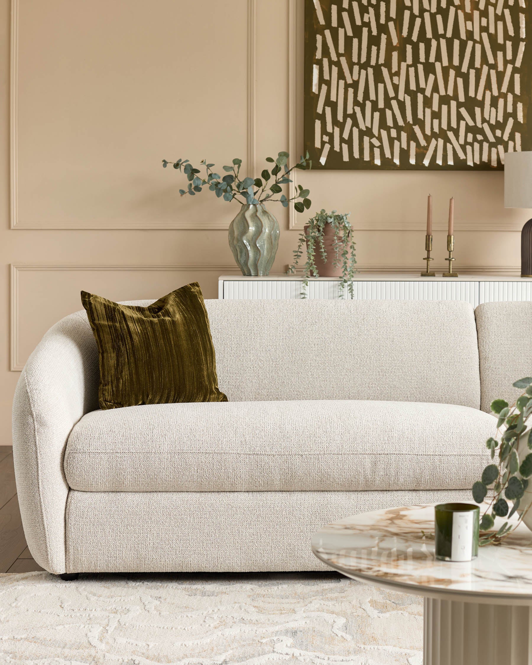 Ottilie natural fabric right hand corner chaise sofa - Image 7