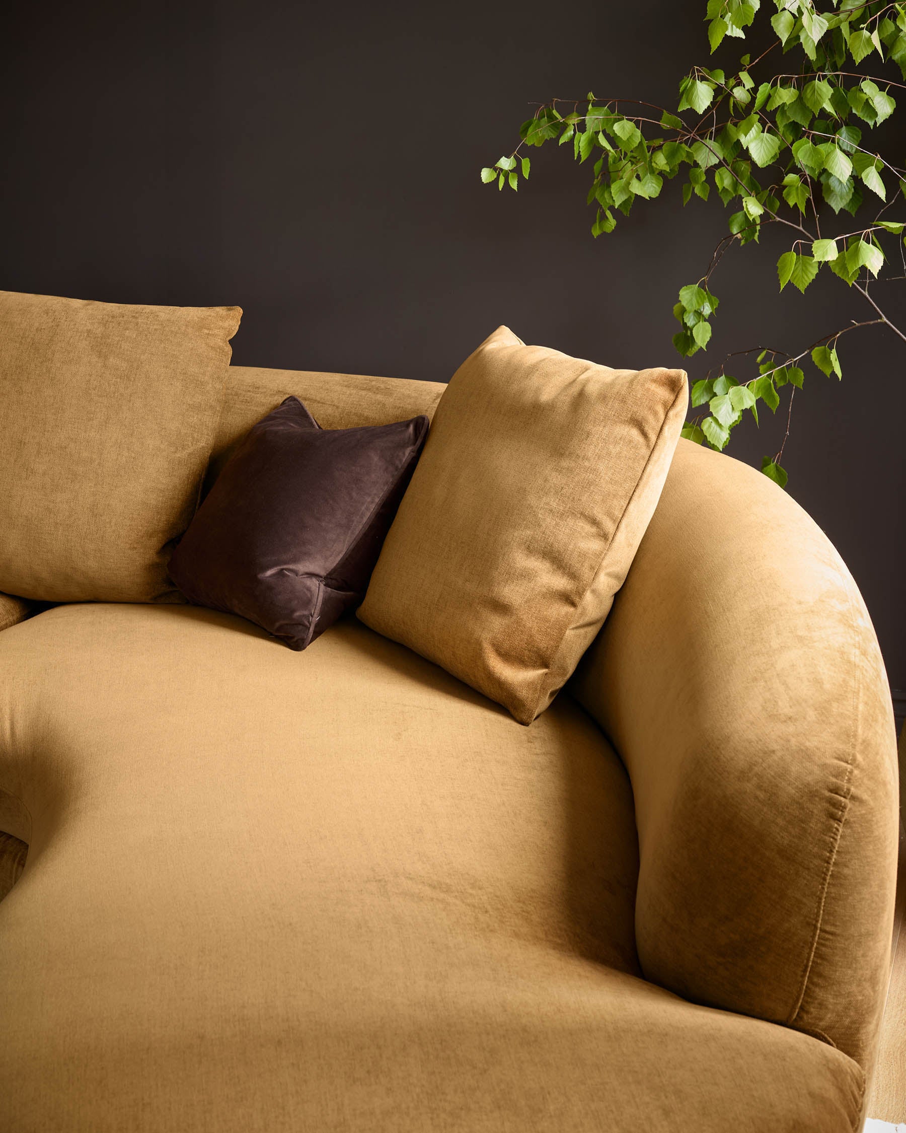 Ottilie ochre chenille right hand corner chaise sofa - Image 4