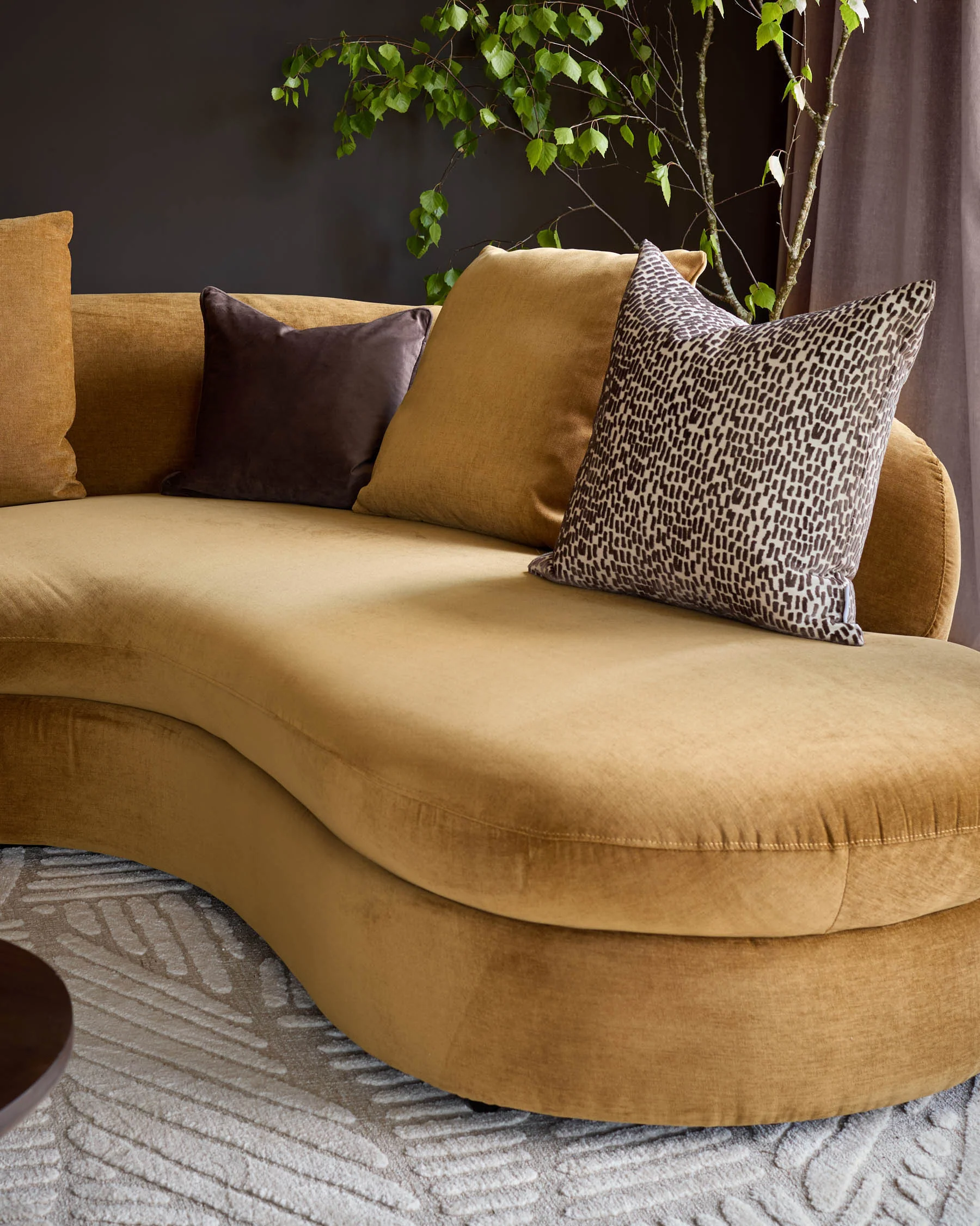Ottilie ochre chenille right hand corner chaise sofa - Image 6
