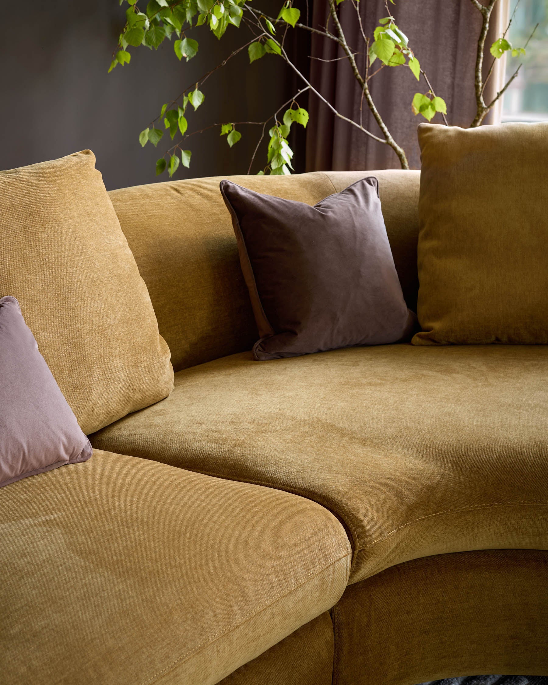 Ottilie ochre chenille right hand corner chaise sofa - Image 7