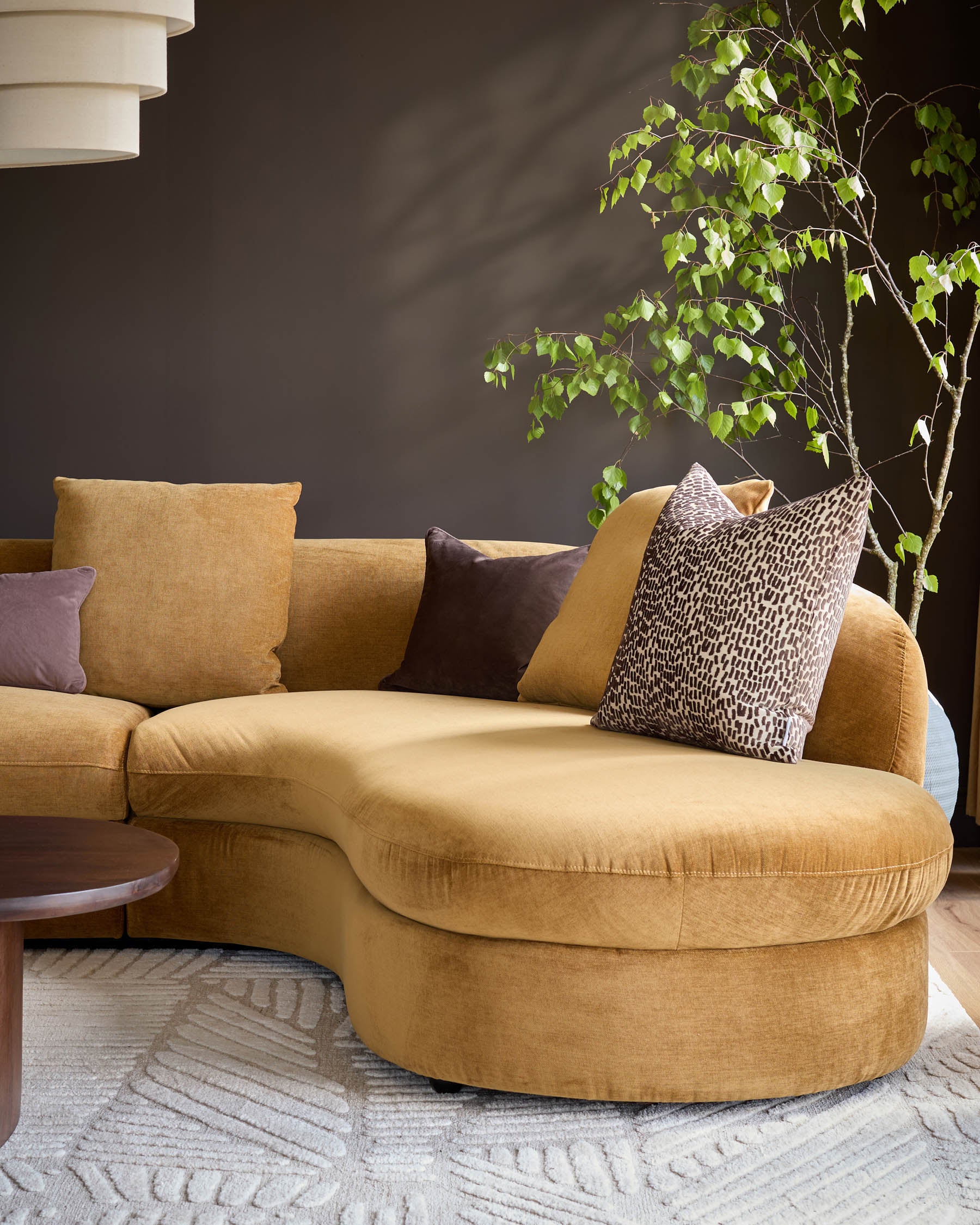 Ottilie ochre chenille right hand corner chaise sofa - Image 8