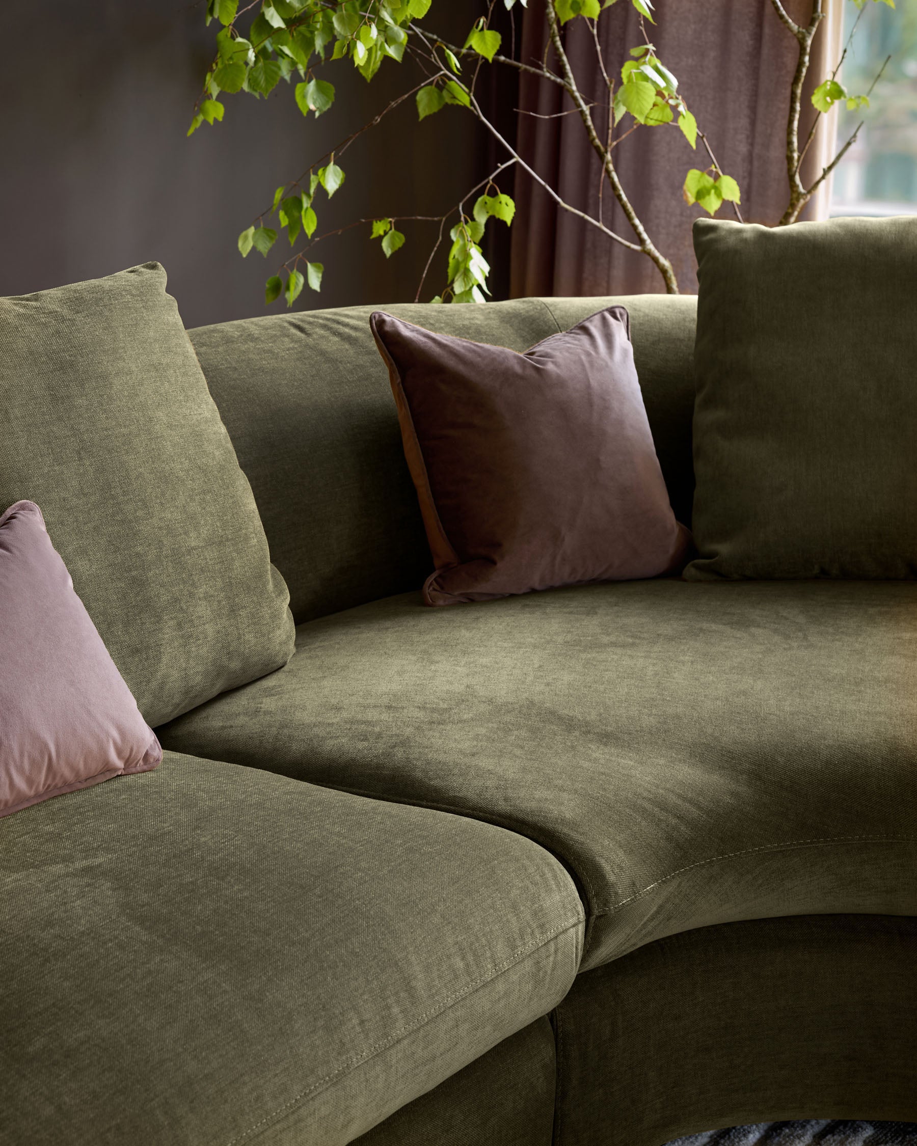 Ottilie olive green chenille right hand corner chaise sofa - Image 4