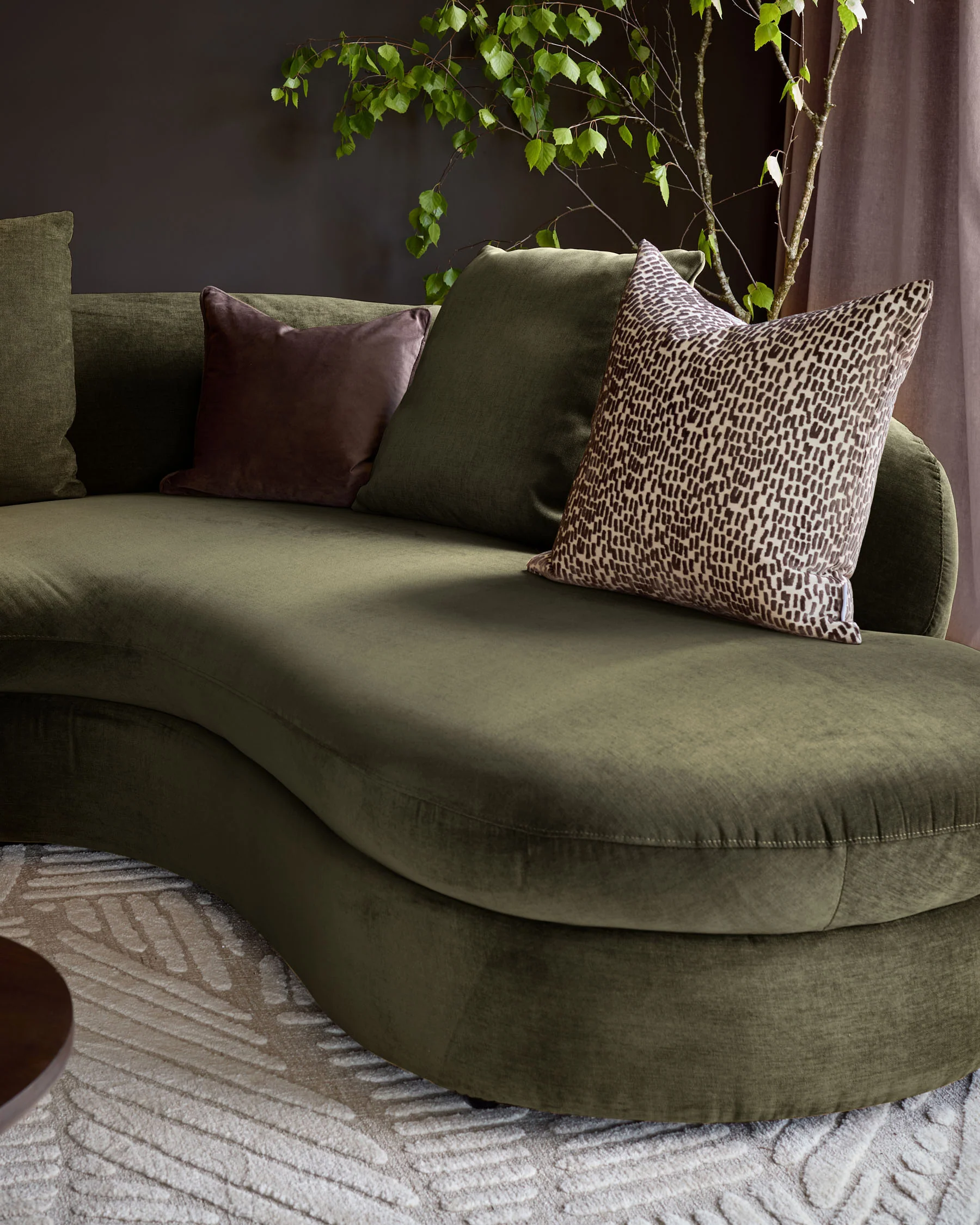 Ottilie olive green chenille right hand corner chaise sofa - Image 6