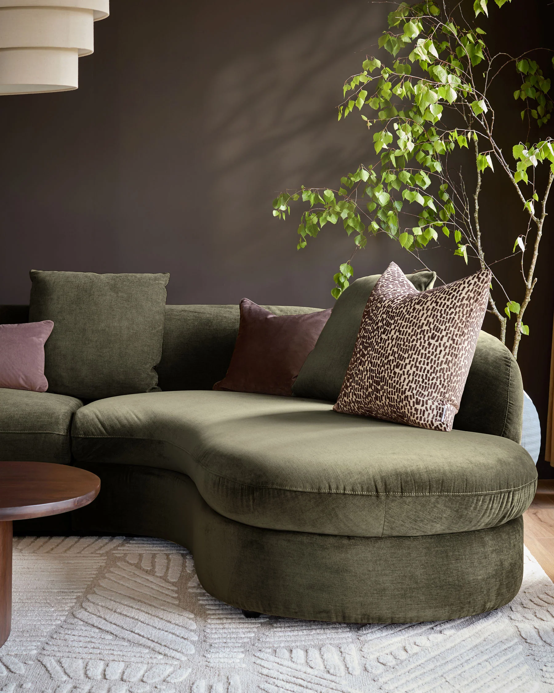 Ottilie olive green chenille right hand corner chaise sofa - Image 8