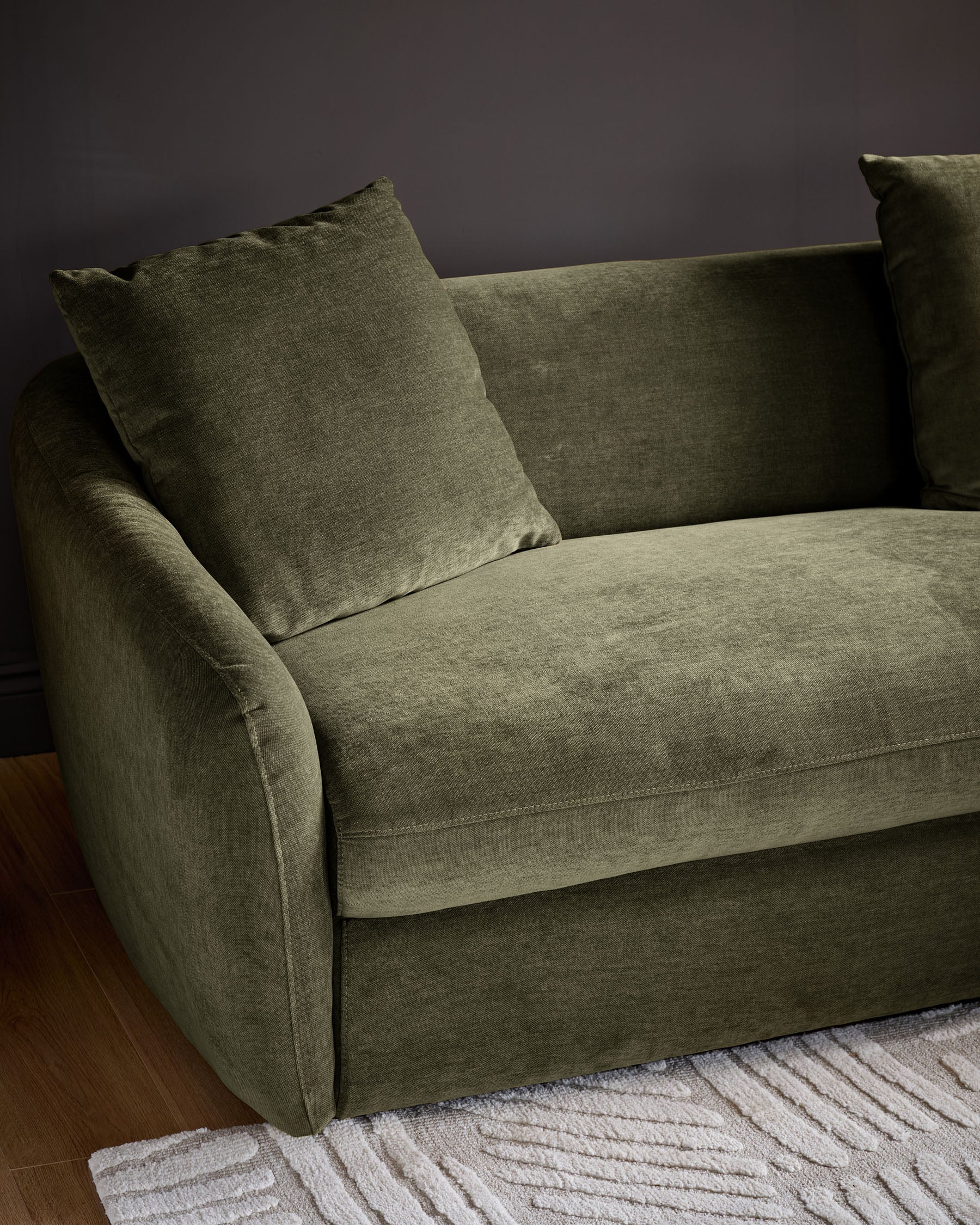 Ottilie olive green chenille right hand corner chaise sofa - Image 9