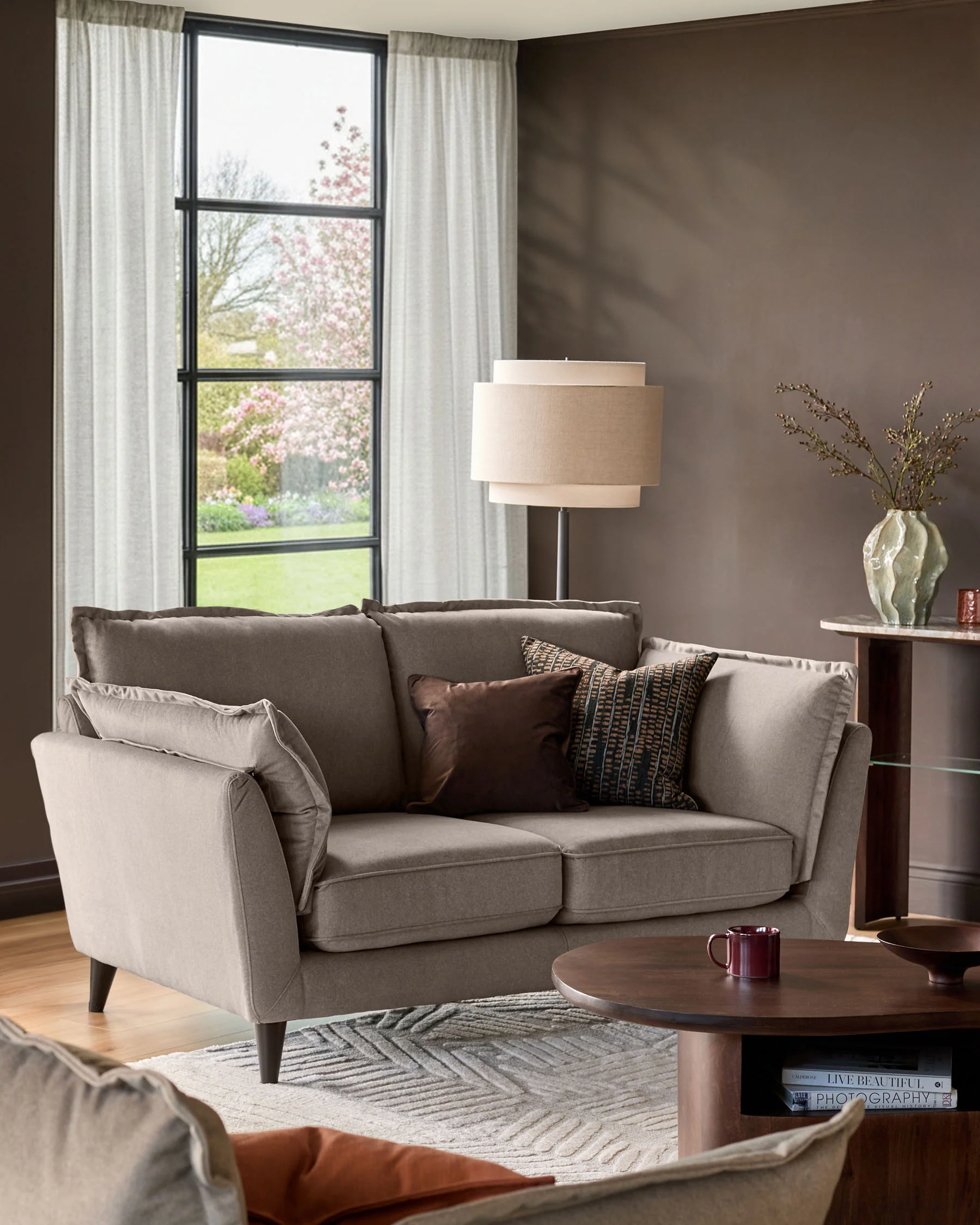 Otto mocha plush fabric 2 seater sofa - Image 2