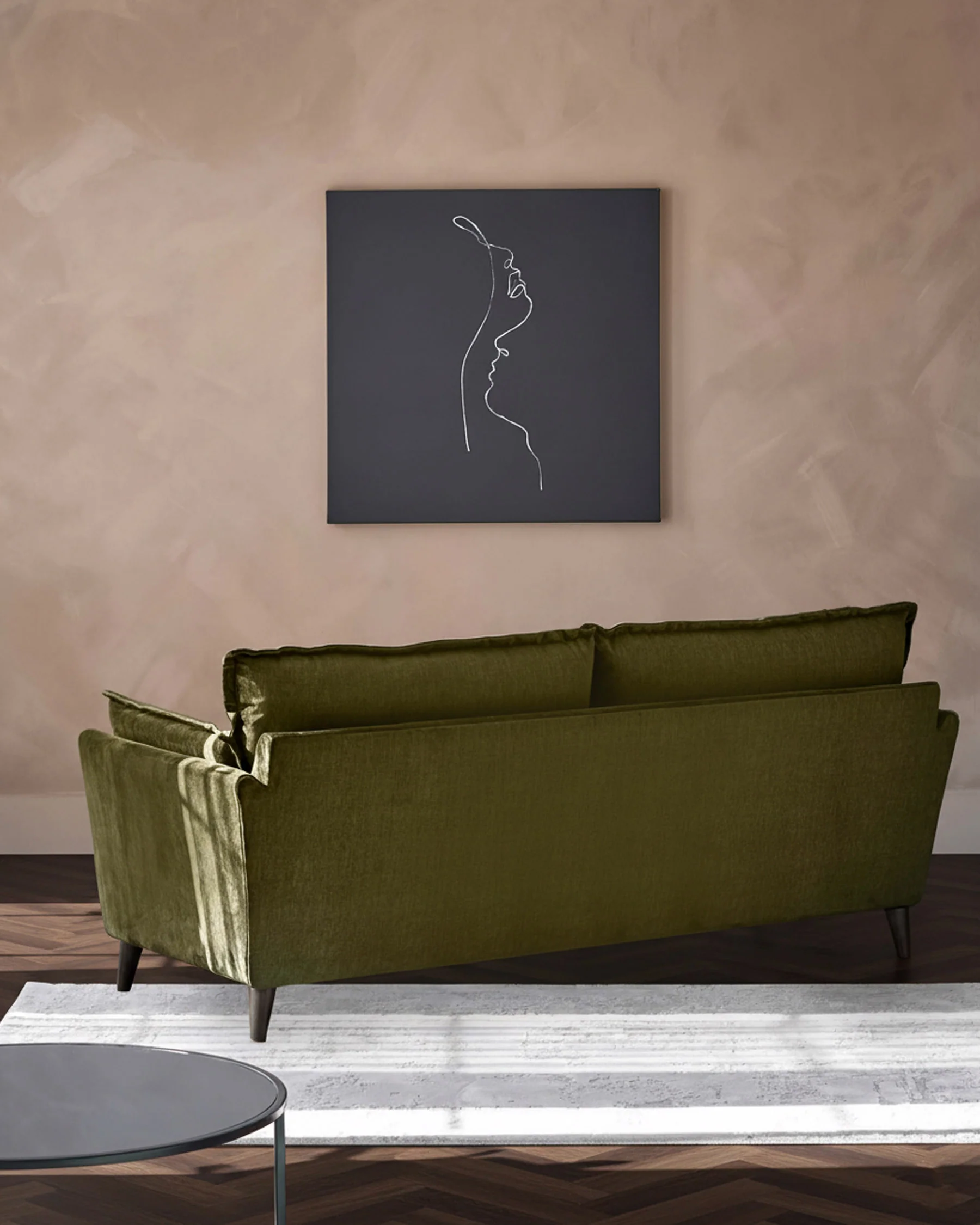 Otto olive green velvet 2 seater sofa - Image 4
