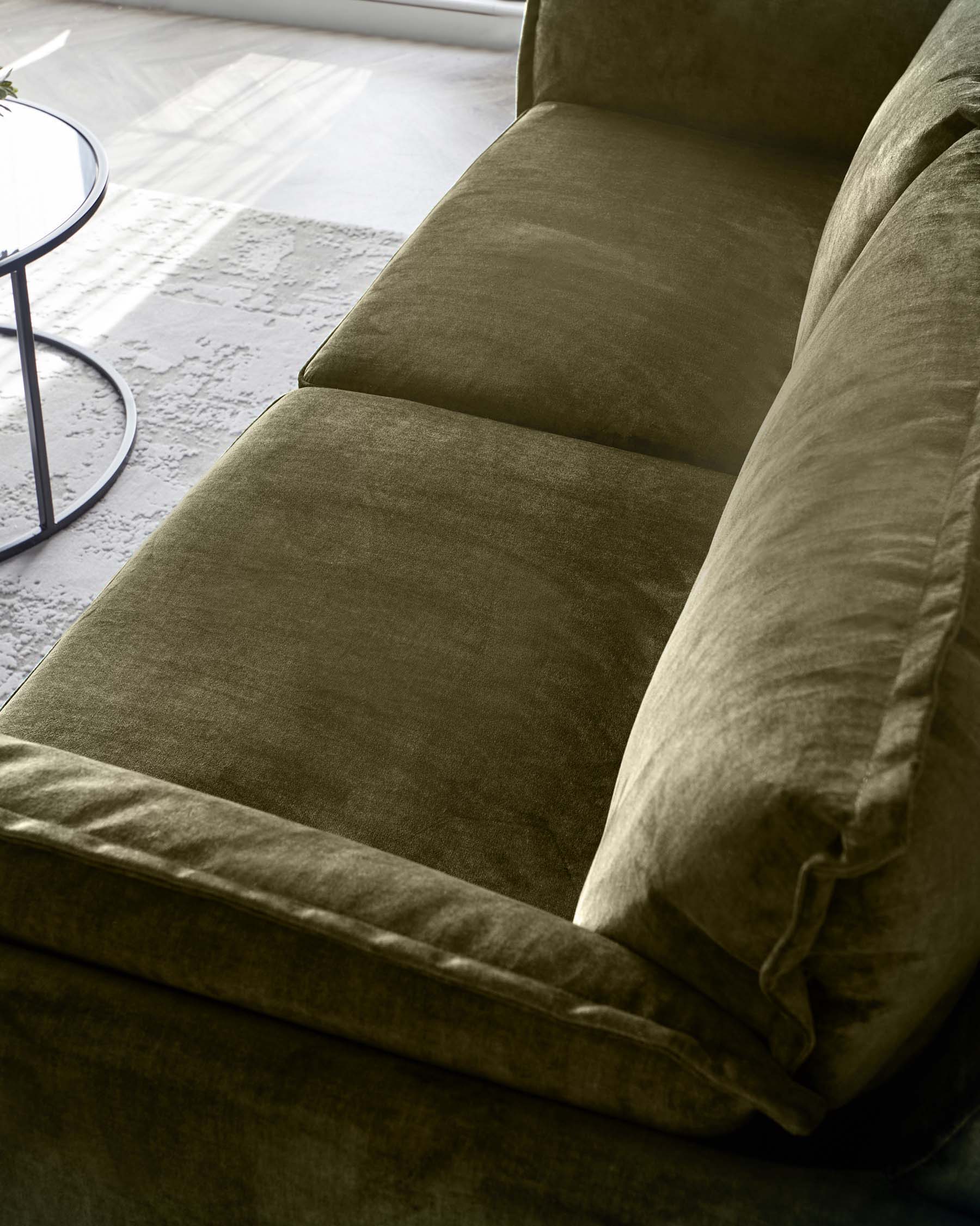 Otto olive green velvet 2 seater sofa - Image 5